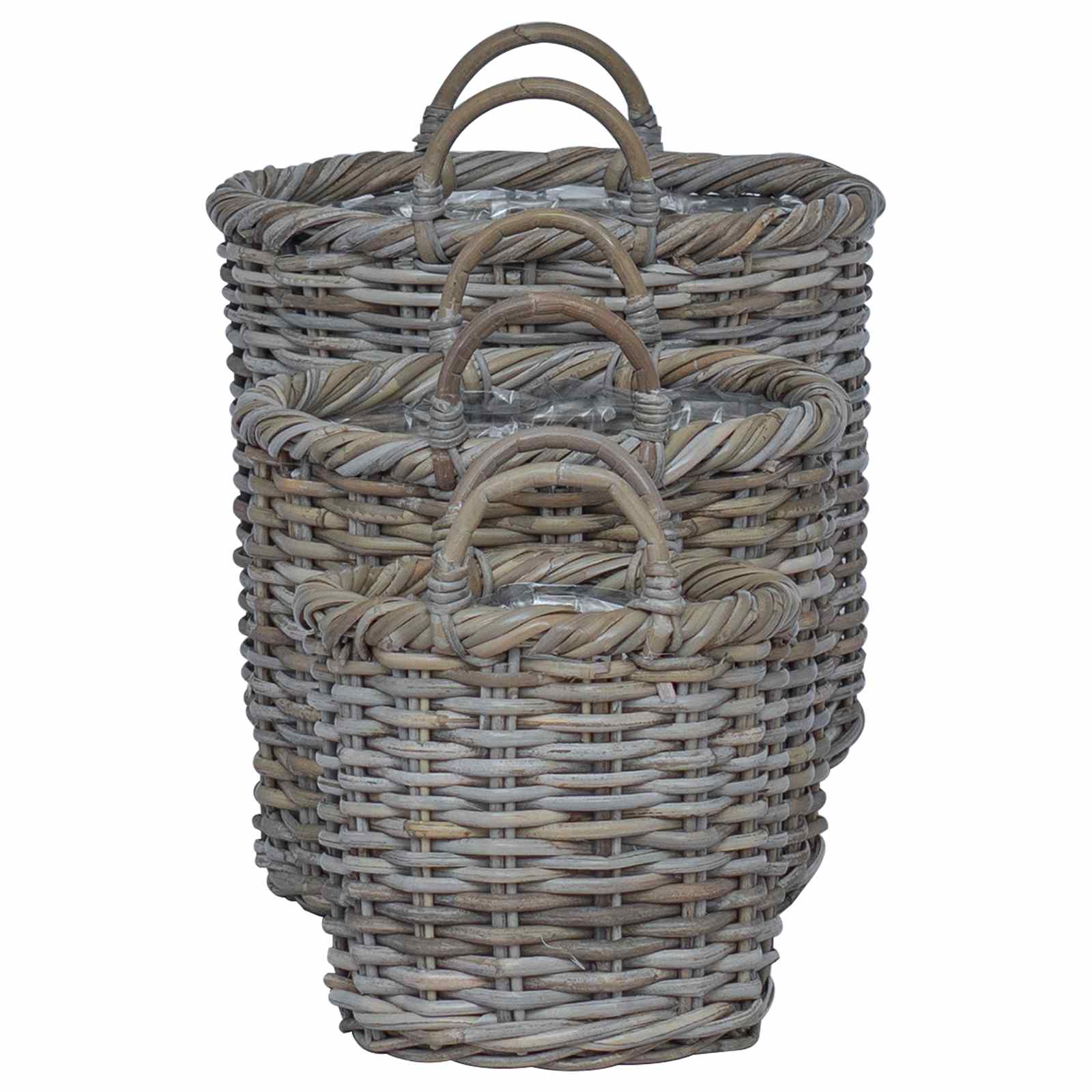 Stādītāju grozs ar uzglabāšanu 3 pcs Pelēka Kubu rotangpalma