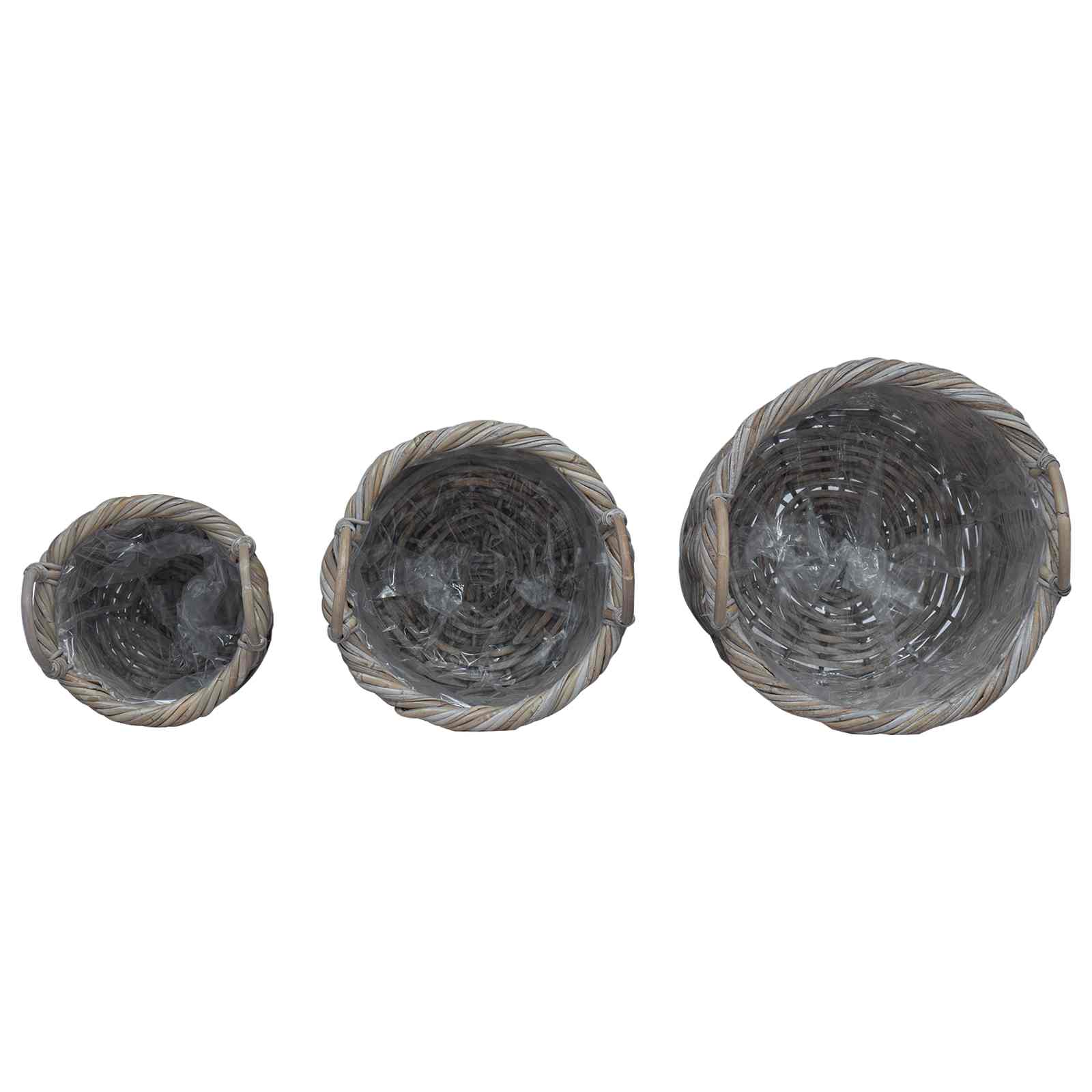 Stādītāju grozs ar uzglabāšanu 3 pcs Pelēka Kubu rotangpalma