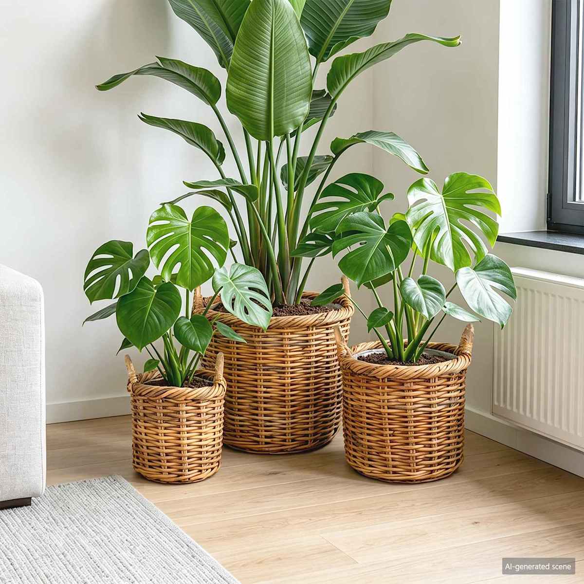 Plantekurv GENDT 3 stk. Kubu rattan