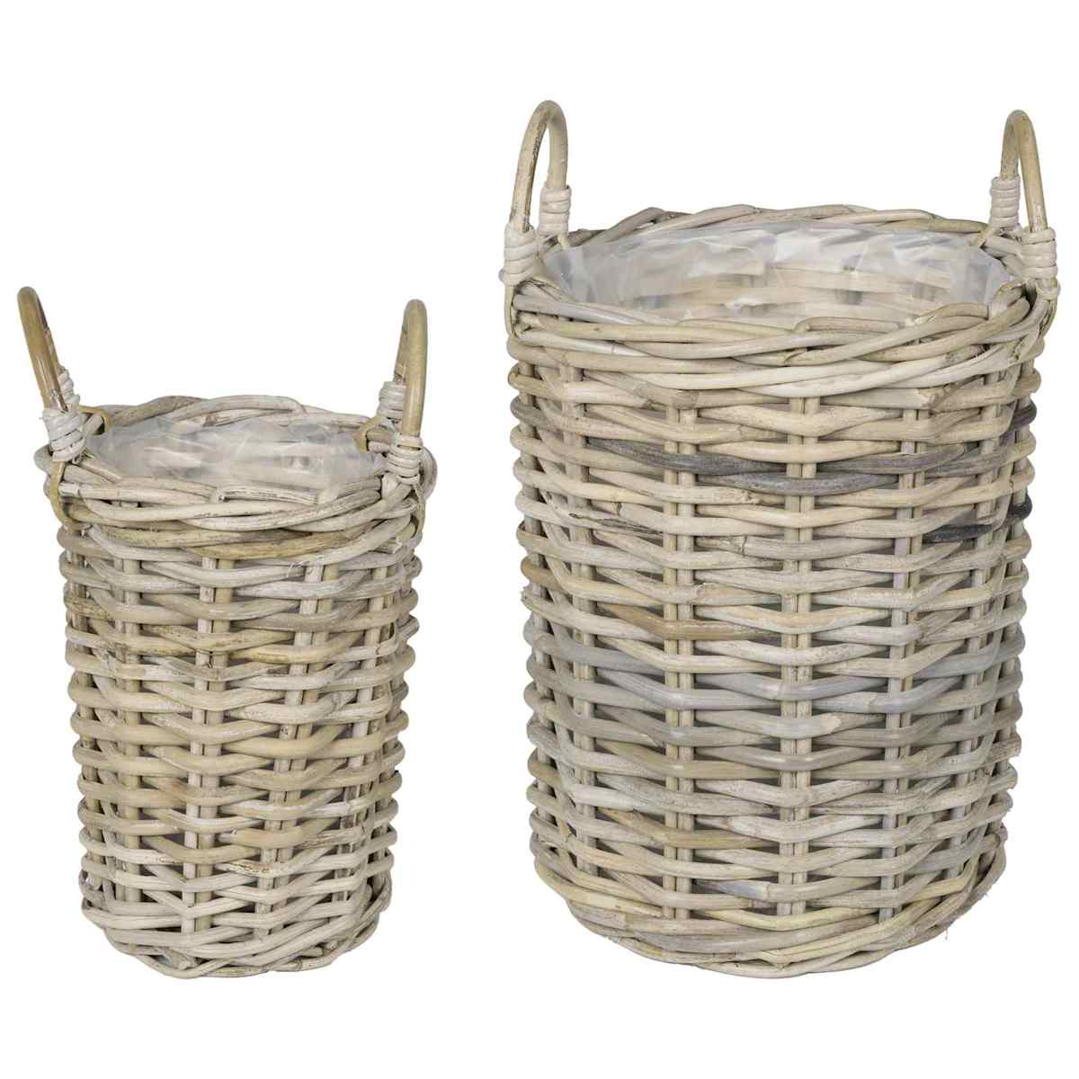 Planter Kurv GENDT 2 stk. Naturlig grå Kubu rattan - Billede 2