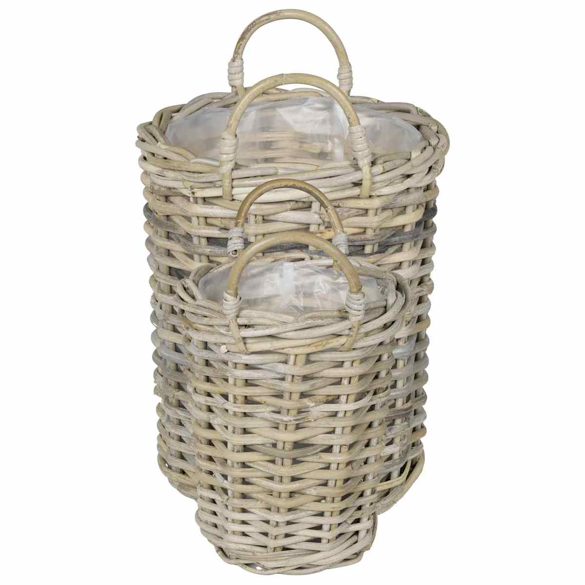 Planter Kurv GENDT 2 stk. Naturlig grå Kubu rattan - Billede 5