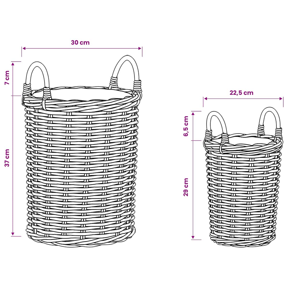 Planter Kurv GENDT 2 stk. Naturlig grå Kubu rattan - Billede 10