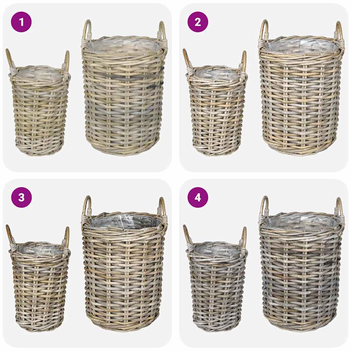 Planter Kurv GENDT 2 stk. Naturlig grå Kubu rattan - Billede 9