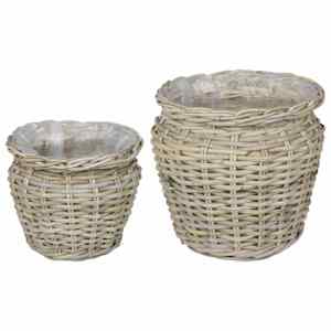 vidaXL Istutuskorv ladustamisega GENDT 2 tk Looduslik hall Kubu rattan