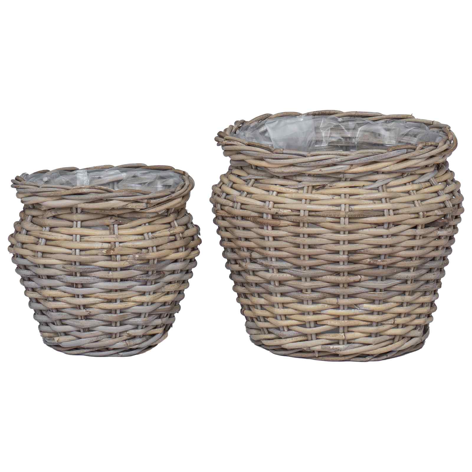 Thumbnail - vidaXL Blumentopfkorb mit Speicher 2 pcs Grau Lacak Rattan
