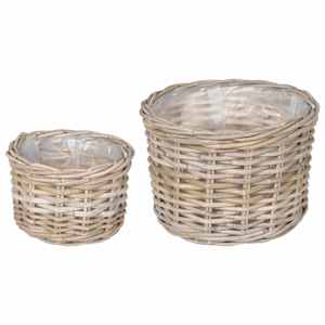 vidaXL Istutuskorv ladustamisega GENDT 2 tk Looduslik hall Kubu rattan