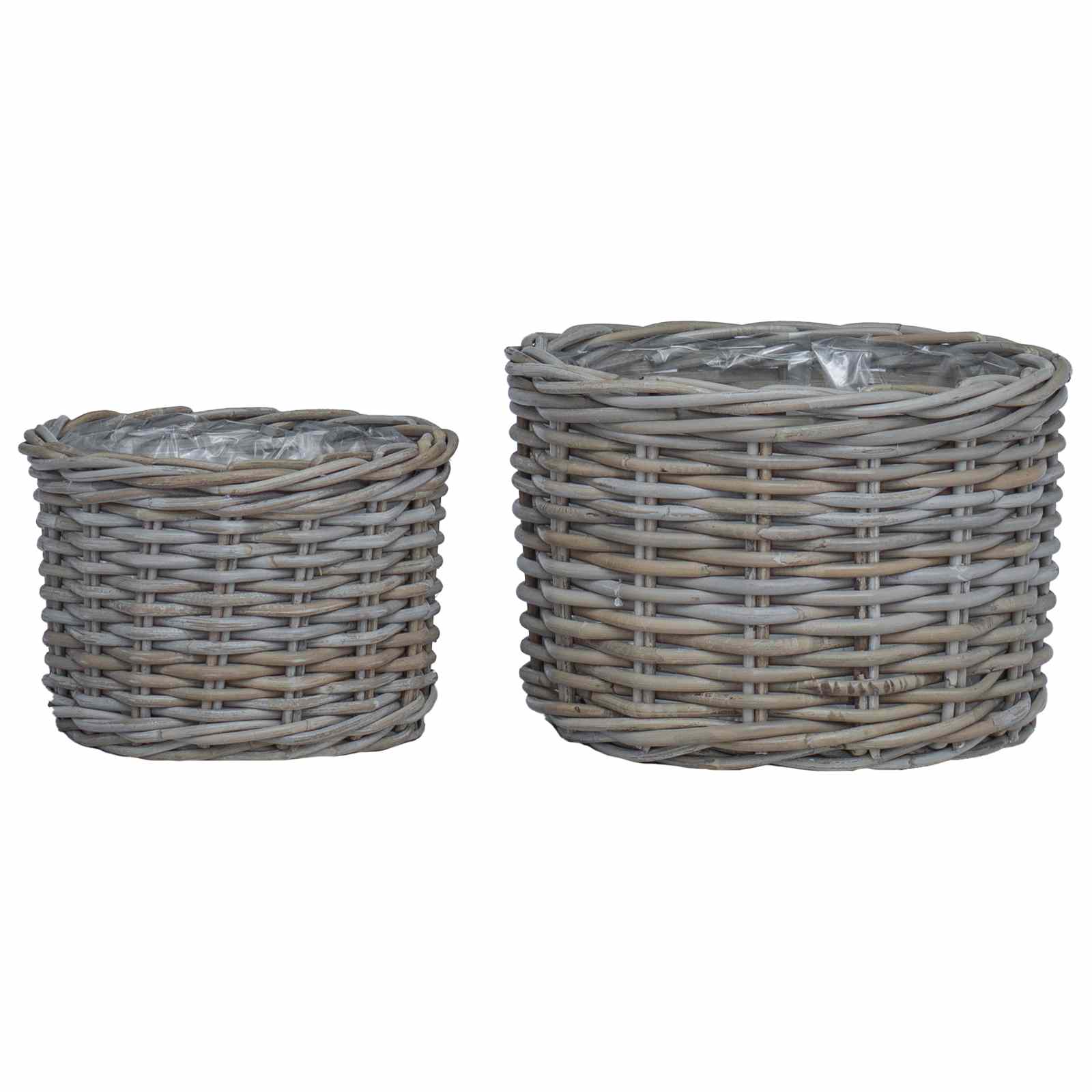 Thumbnail - vidaXL Blumentopf Korb mit Speicher 2 pcs Grau Kubu Rattan