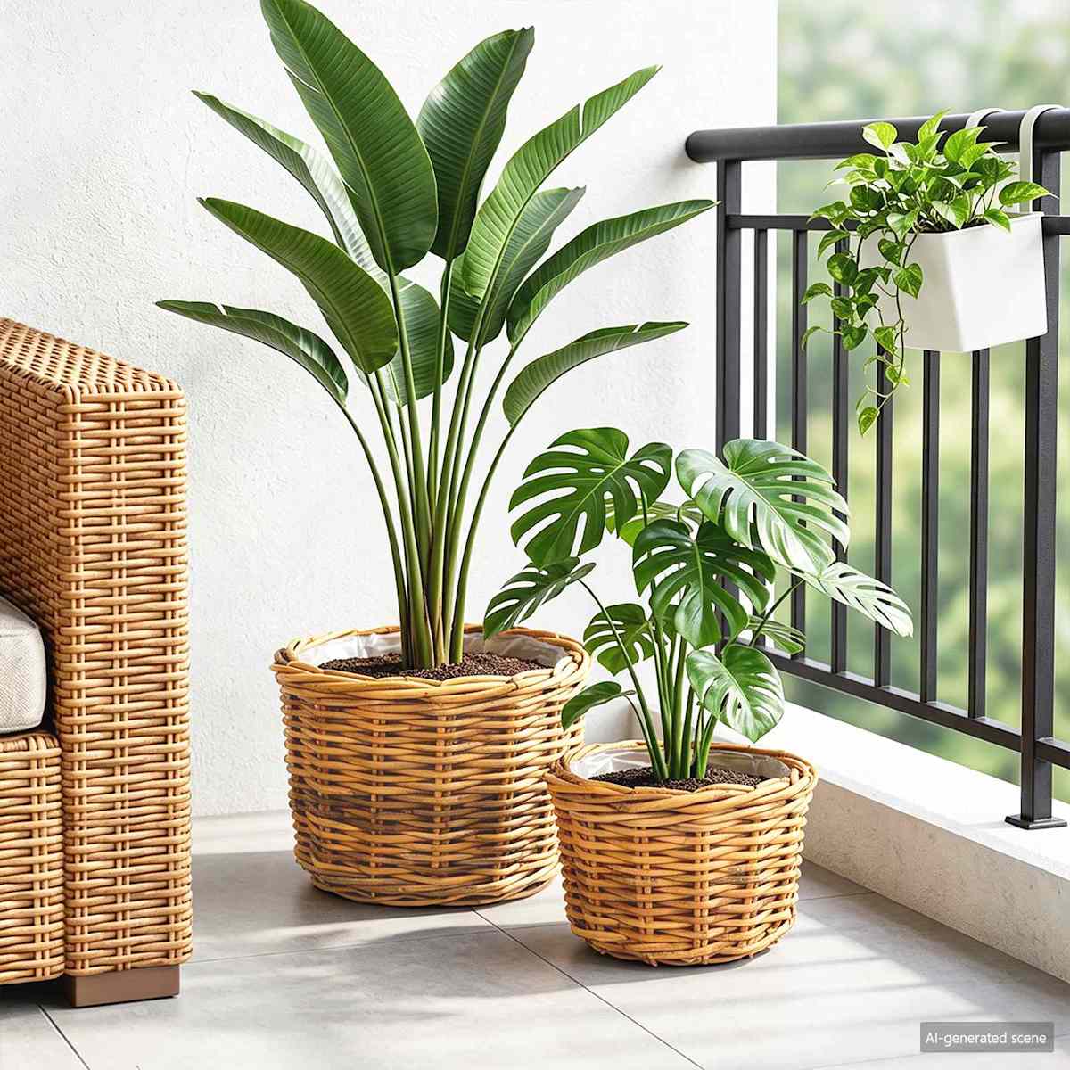 Plantekurv GENDT 2 stk. Kubu rattan - Billede 3