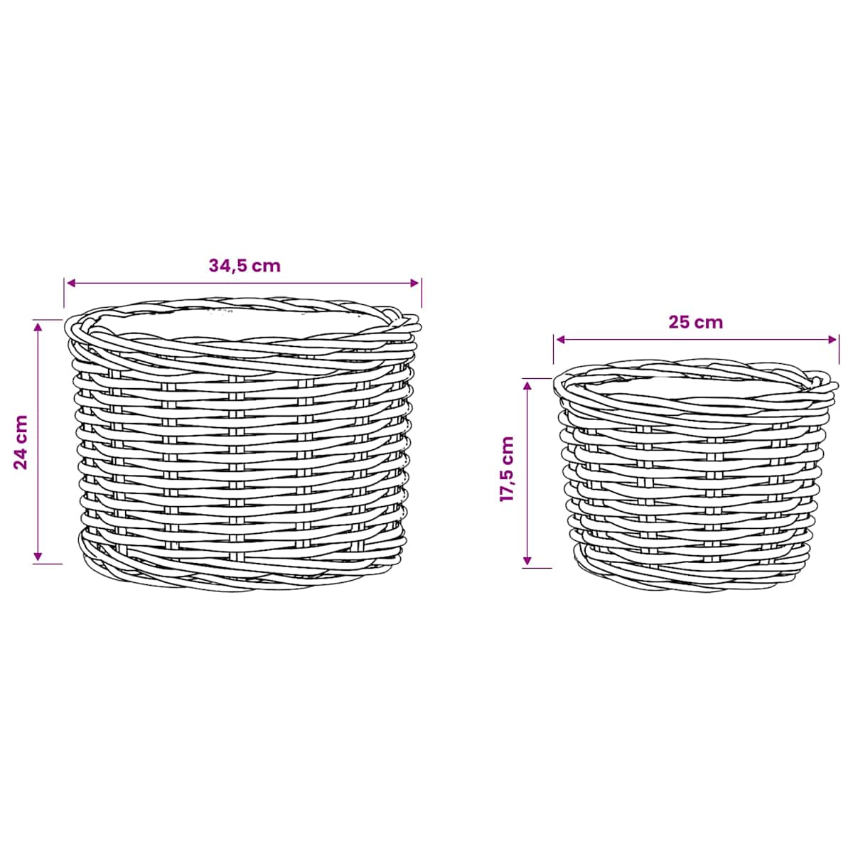 Plantekurv GENDT 2 stk. Kubu rattan - Billede 9