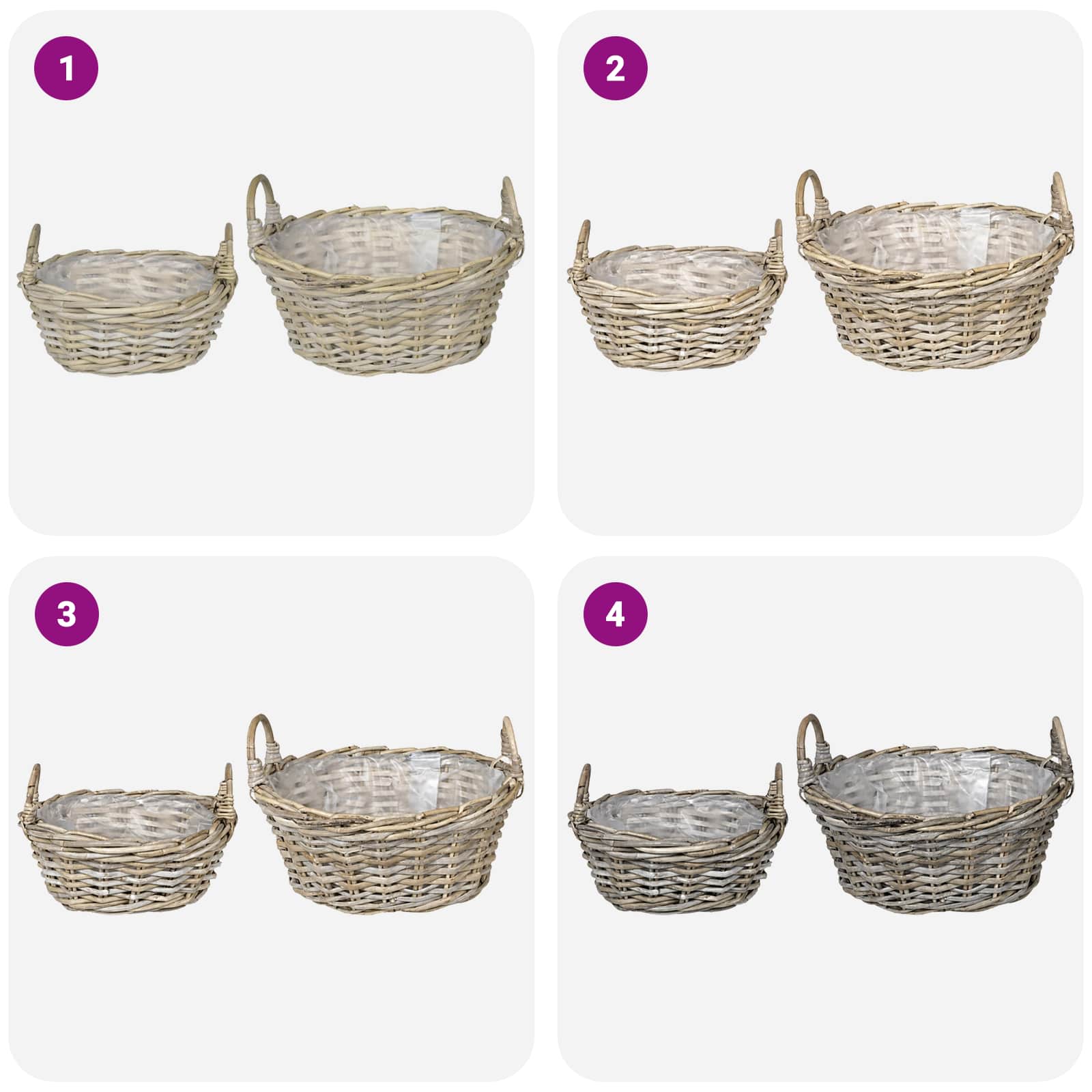 vidaXL Blumentopfkorb GENDT 2 stk. Natürliches Grau Kubu Rattan – Bild 9