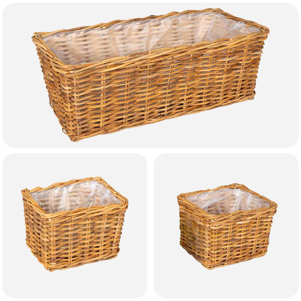 Planter Kurv GENDT 3 stk. Kubu rattan - Billede 4
