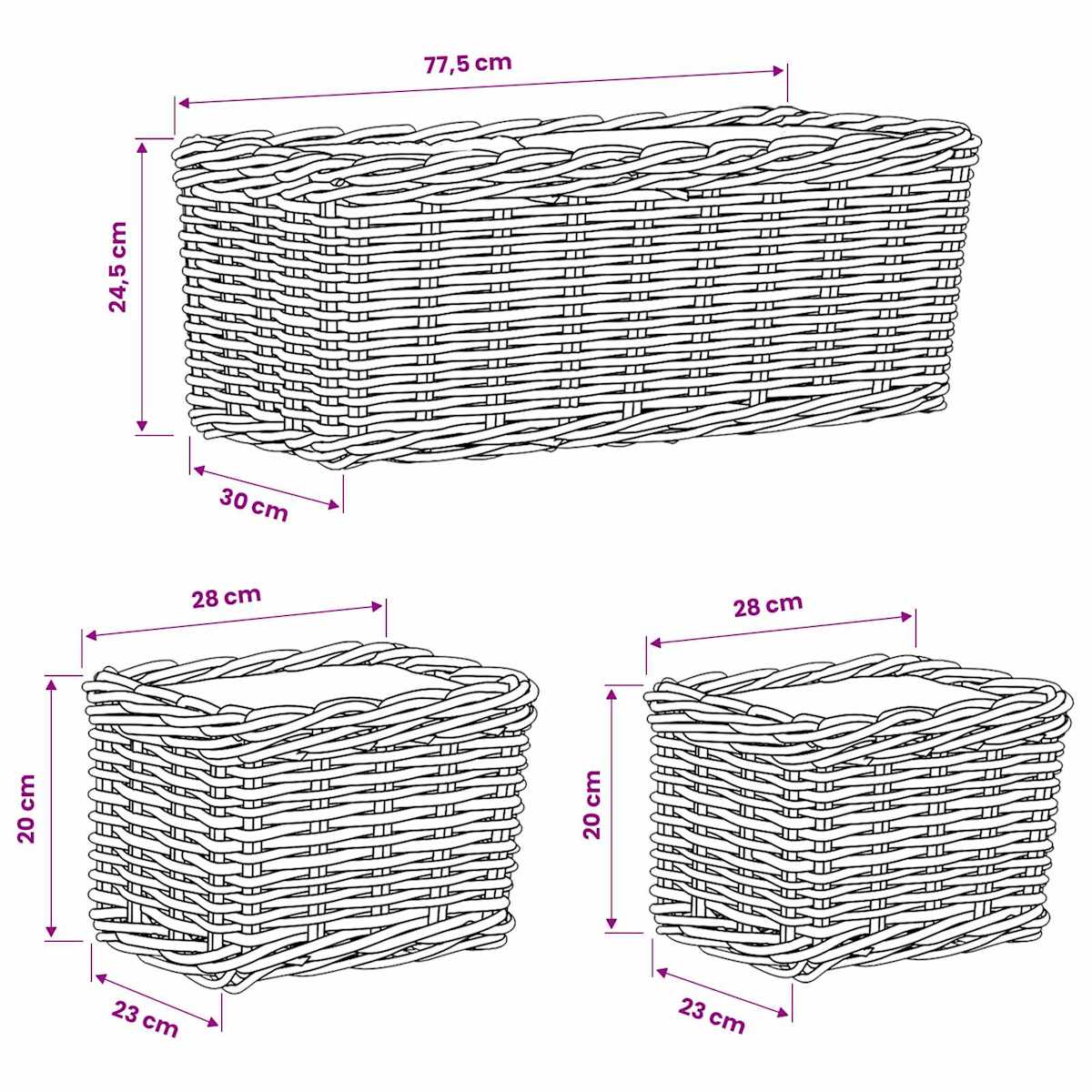 Planter Kurv GENDT 3 stk. Kubu rattan - Billede 9