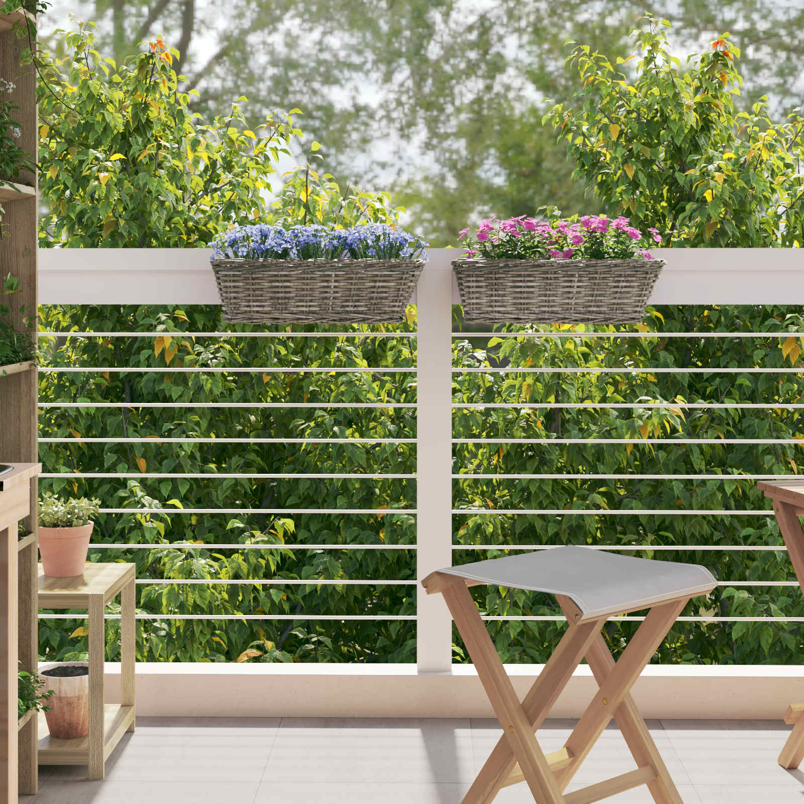 Thumbnail - vidaXL Hängender Blumentopf Korb 2 pcs Grau 48 x 22 x 15 cm