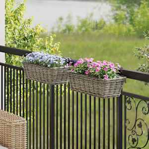 Obesna košara za sadike 2 pcs Siva 48 x 22 x 15 cm Lacak rattan