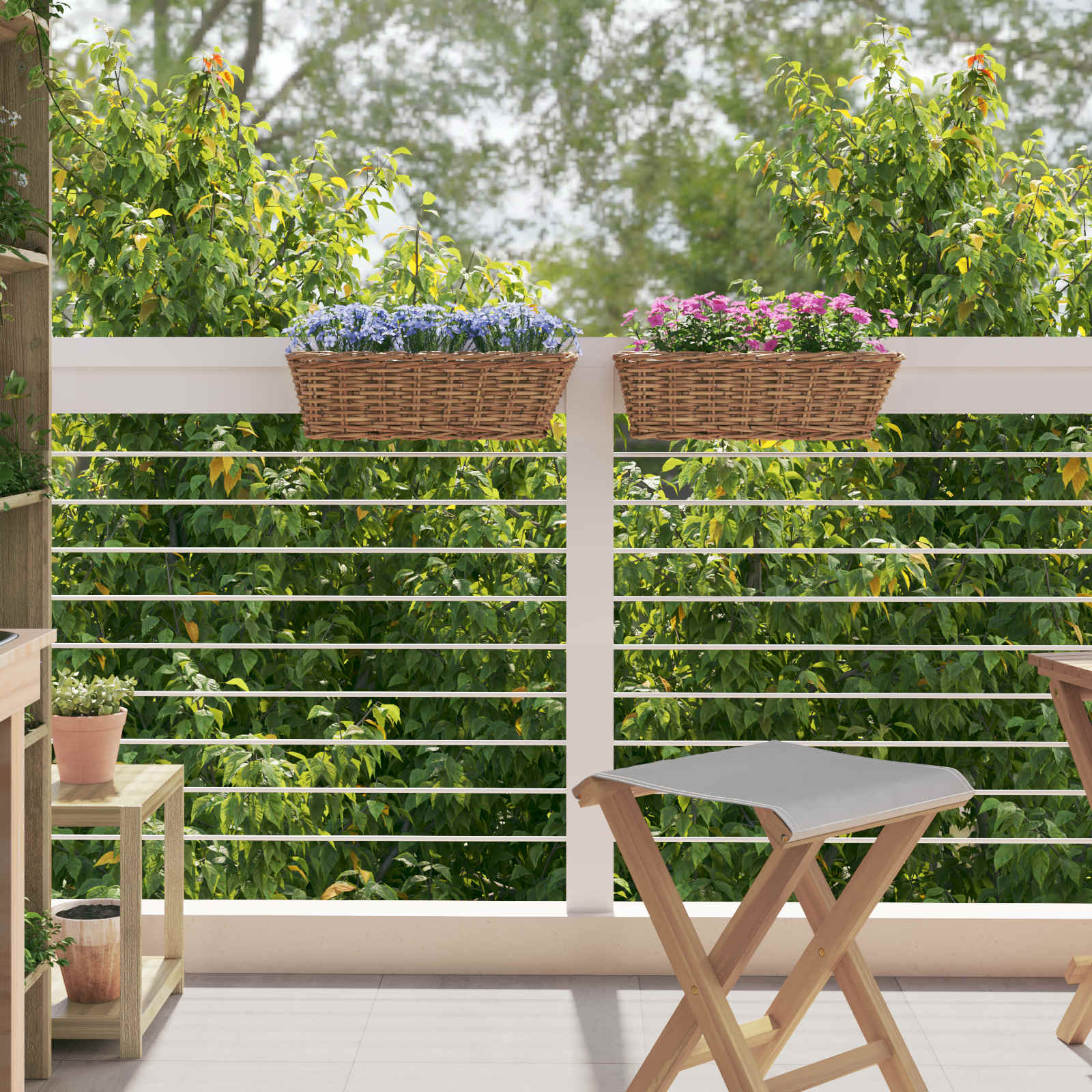 Thumbnail - vidaXL Hängender Blumentopf Korb 2 pcs Braun 48 x 22 x 15 cm