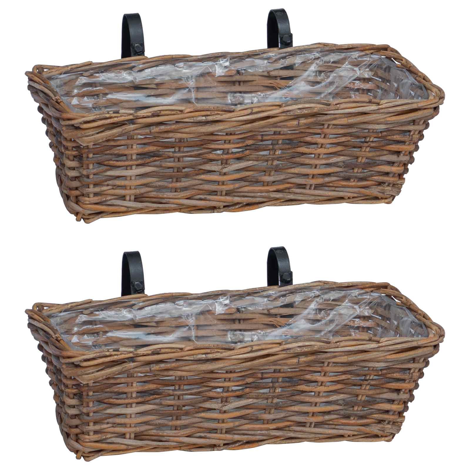 Coș suspendat pentru plante 2 pcs Maro 48 x 22 x 15 cm [1]
