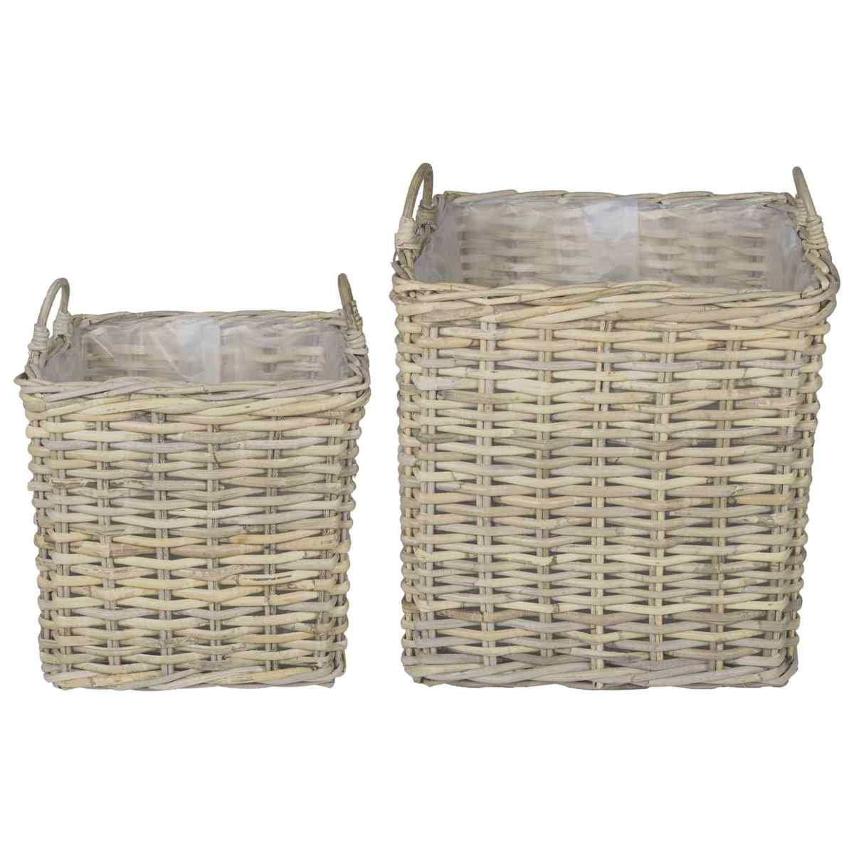 Blomsterkurv GENDT 2 stk. Naturlig grå Kubu rattan - Billede 2