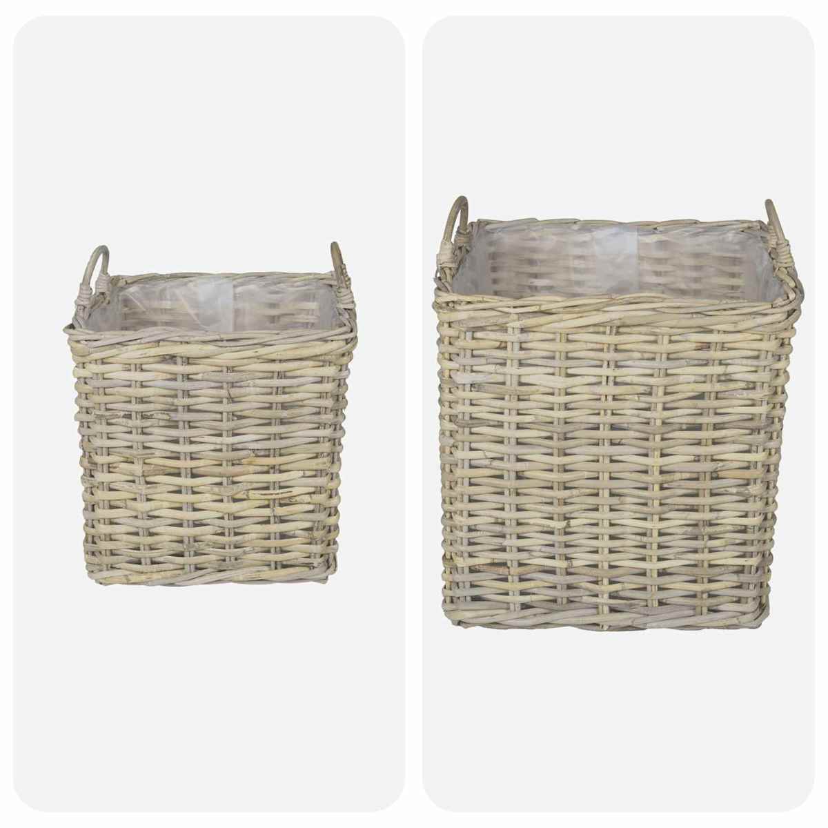 Blomsterkurv GENDT 2 stk. Naturlig grå Kubu rattan - Billede 4