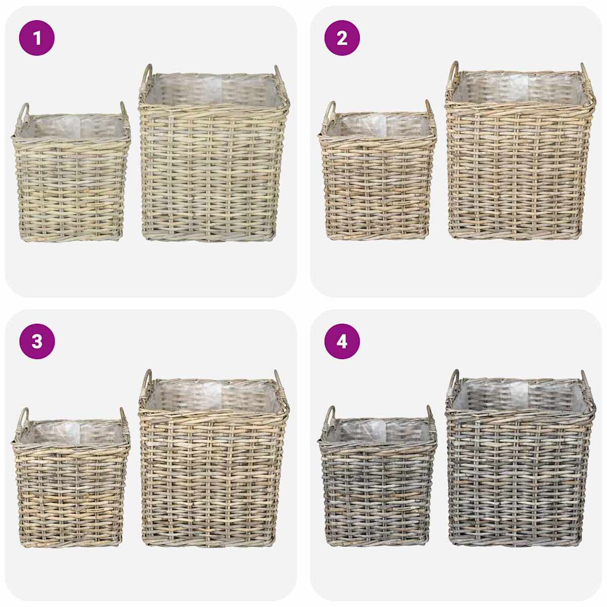 Blomsterkurv GENDT 2 stk. Naturlig grå Kubu rattan - Billede 9
