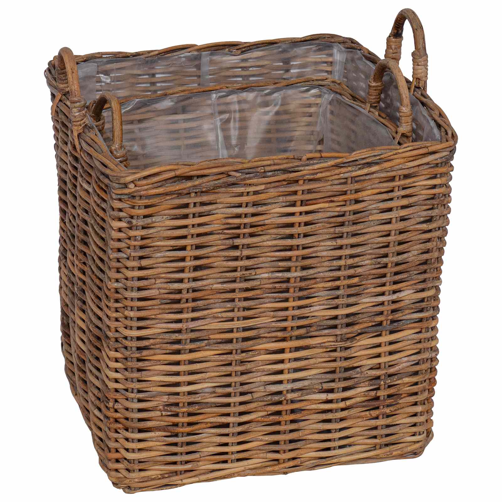 vidaXL Pflanzer Korb mit Speicher 2 pcs Braun Lacak Rattan – Bild 9