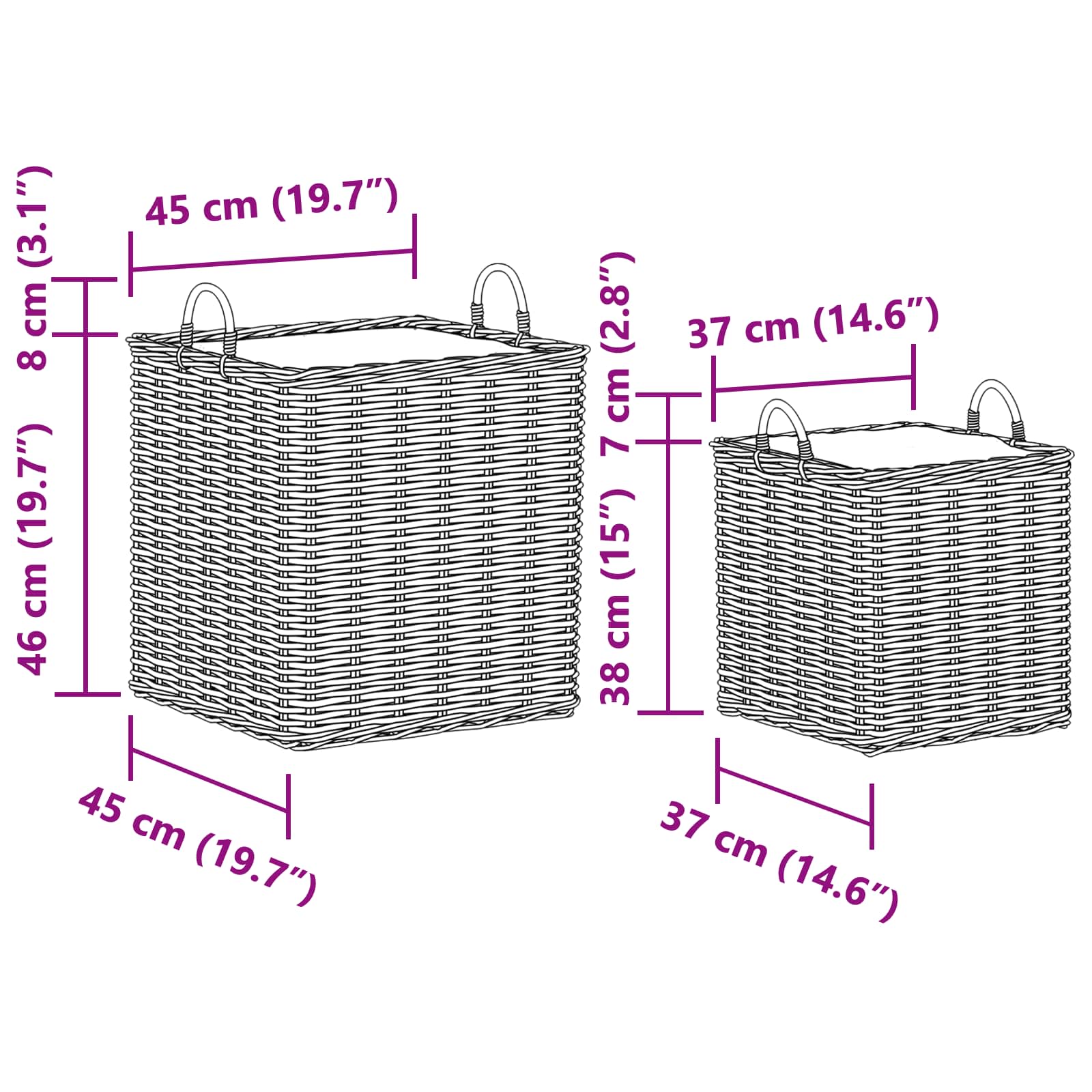 Košara za rože s shranjevanjem 2 pcs Rjava Ratan Lacak - slika 9