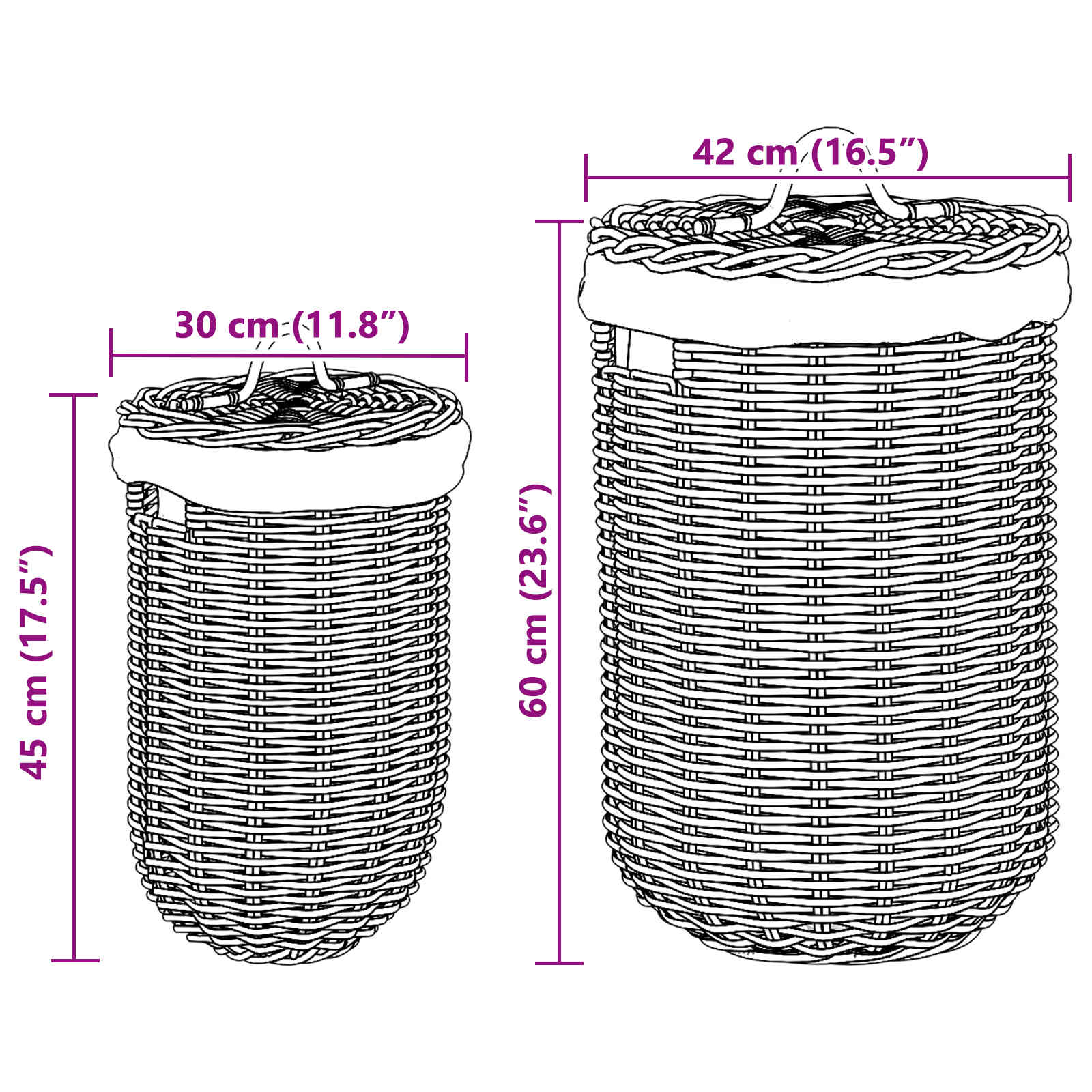 Wasmand met deksel 2 pcs Kubu grijs Kubu Rattan image 13