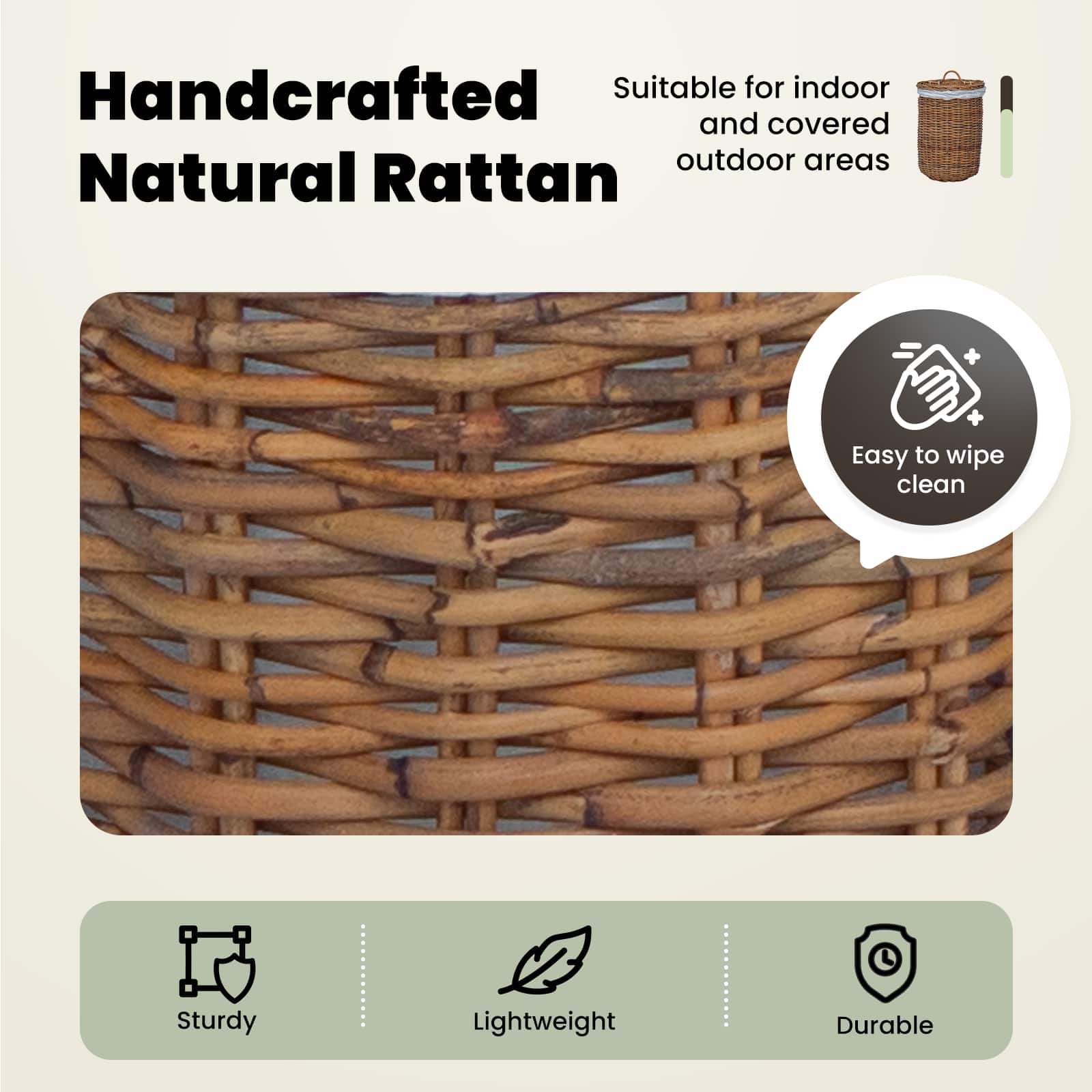 vidaXL Wäschekorb 2 pcs Braun Kubu Rattan – Bild 11
