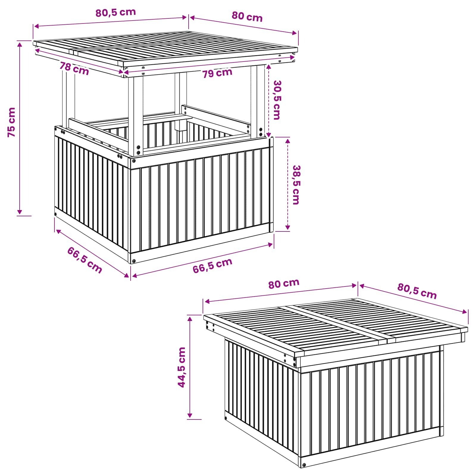 Tuinfoto Tafel Massief Acaciahout Hoogte Verstelbaar Naturel image 10