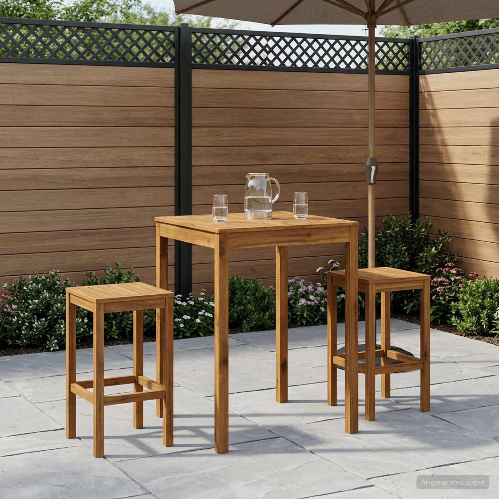 vidaXL Trädgård Bar Bord Naturlig 80 x 80,5 x 105 cm Massivt Akaciaträ