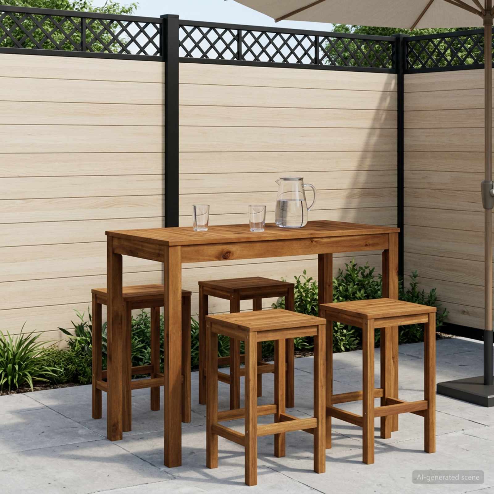 Tuinbar Tafel Naturel 108,5 x 55 x 105 cm Massief Acaciahout image 1
