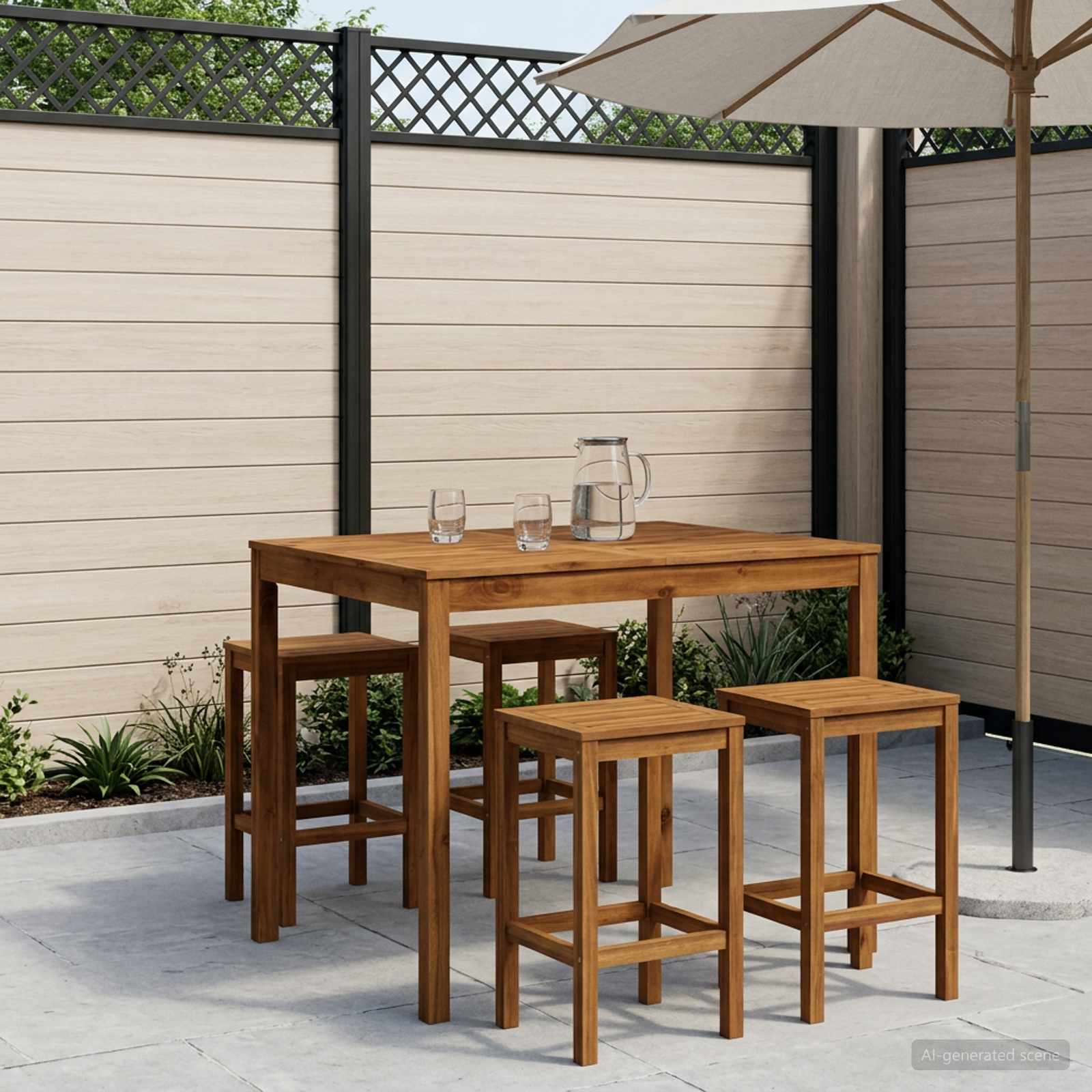 vidaXL Trädgård Bar Bord Naturlig 110 x 108,5 x 105 cm