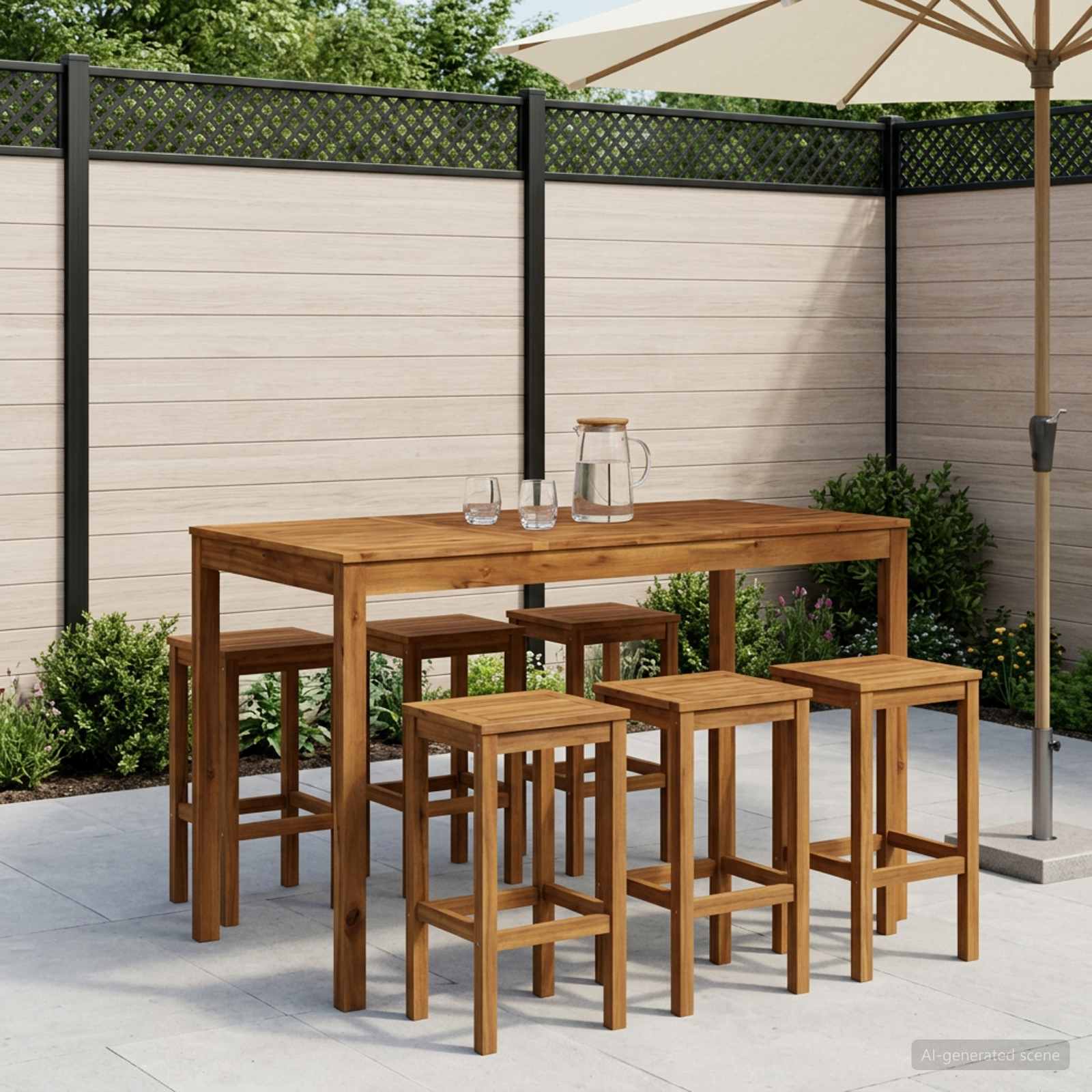 vidaXL Trädgård Bar Bord Naturlig 141 x 80,5 x 105 cm