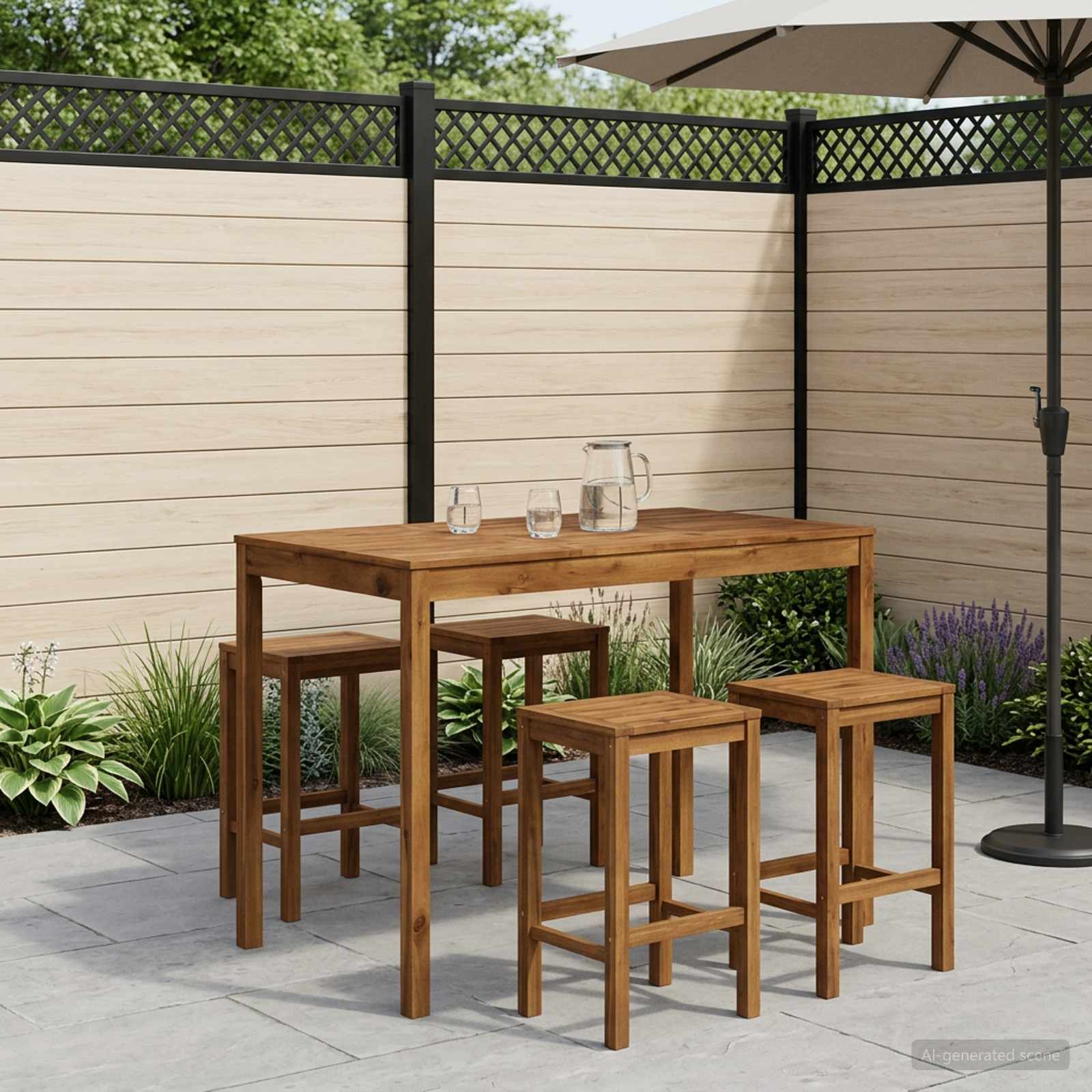 Tuinbar Tafel Naturel 147 x 88,5 x 105 cm Massief Acaciahout image 1