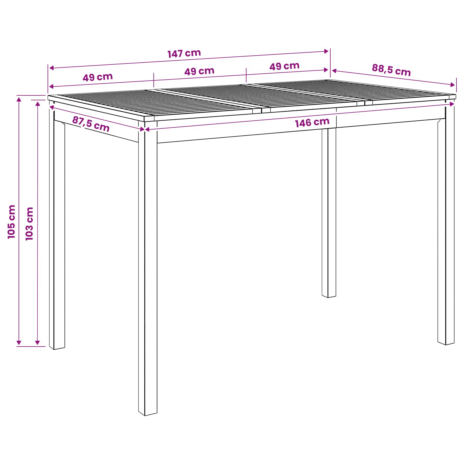 Tuinbar Tafel Naturel 147 x 88,5 x 105 cm Massief Acaciahout image 8