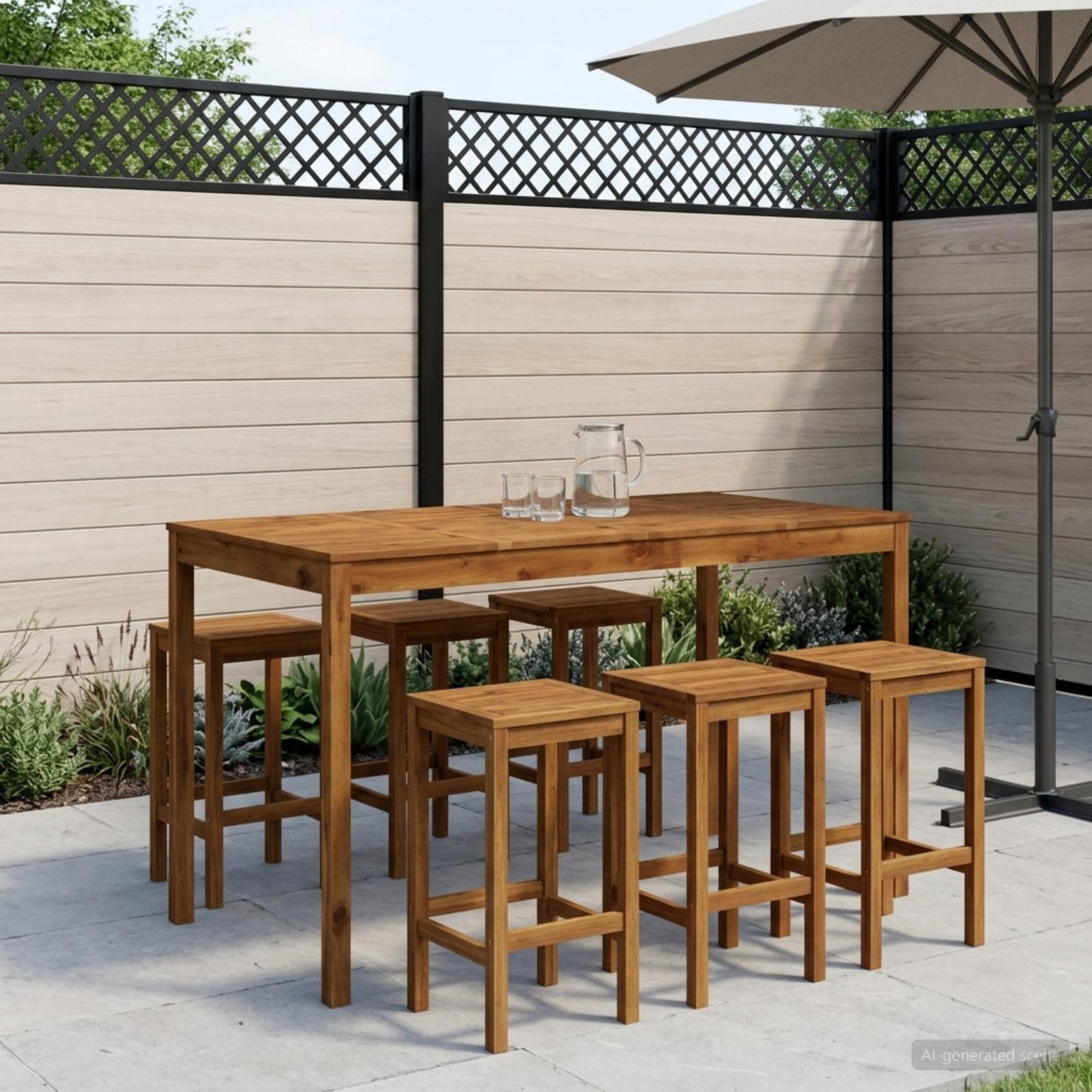 vidaXL Trädgård Bar Bord Naturlig 180 x 88,5 x 105 cm