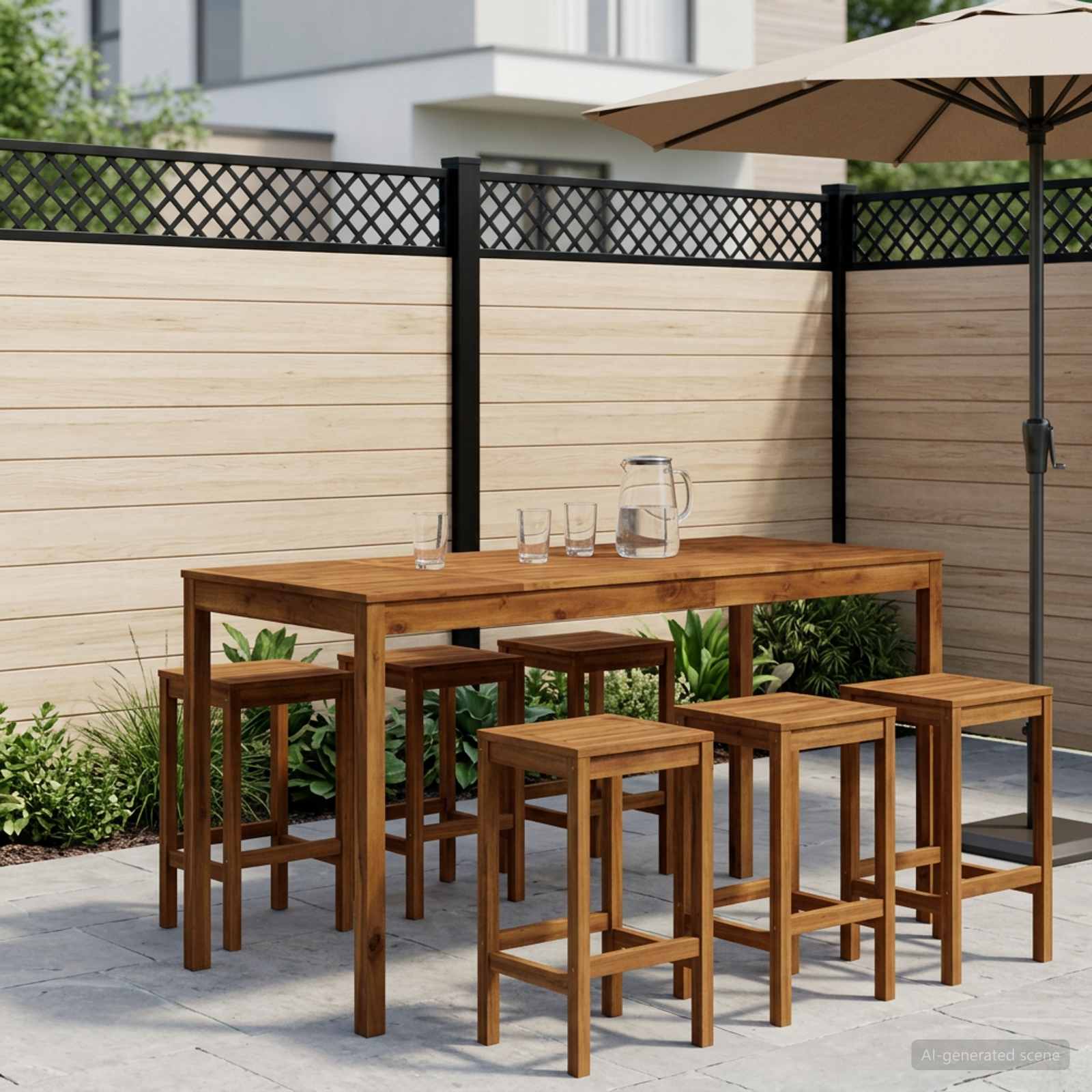 vidaXL Trädgård Bar Bord Naturlig 196 x 80,5 x 105 cm