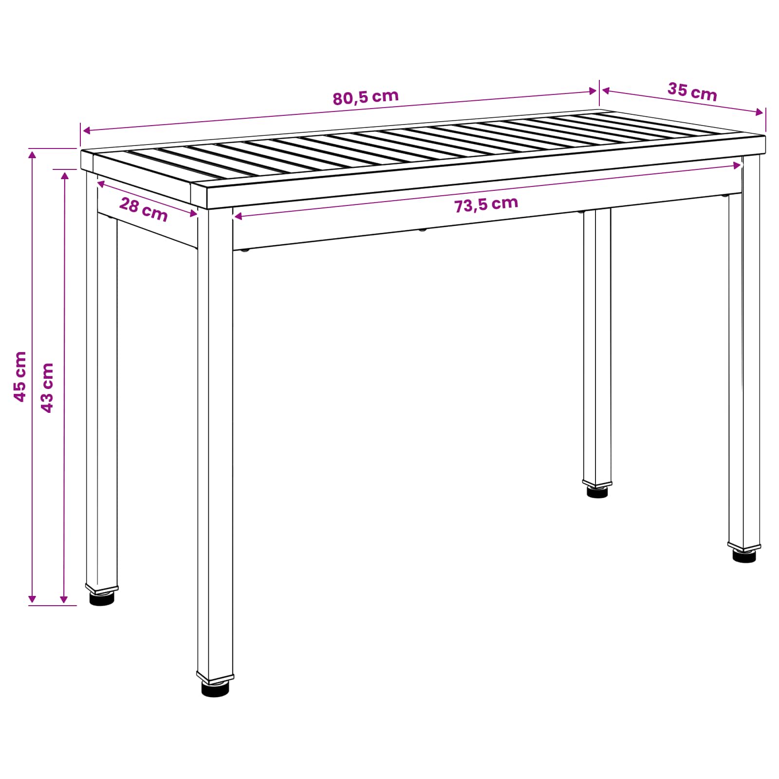 Tuinbank 80,5 x 35 x 45 cm Massief Acaciahout Natuurlijk en Wit image 8