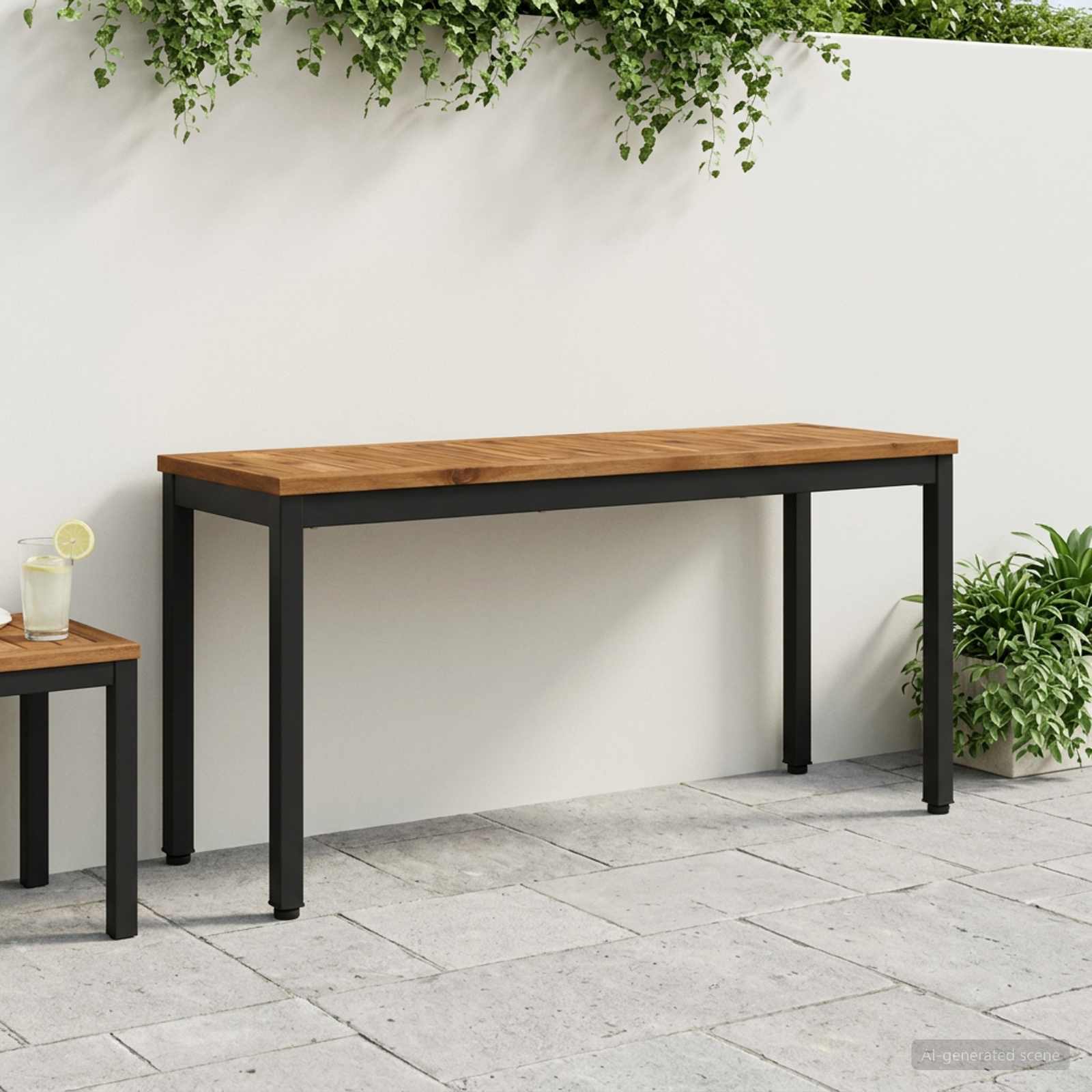 vidaXL Tr&auml;dg&aring;rdsb&auml;nk 108,5 x 35 x 45 cm Massivt Akaciatr&auml; Rektangul&auml;r