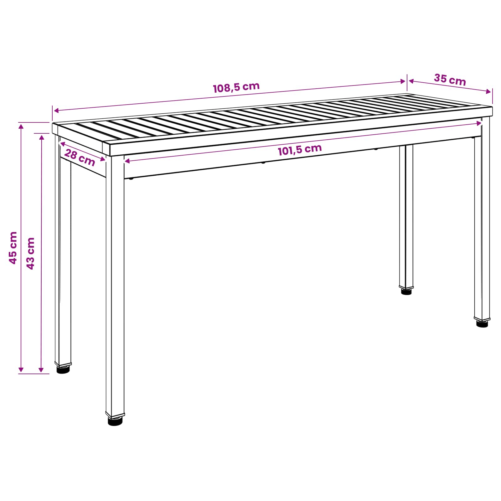 Tuinbank 108,5 x 35 x 45 cm Massief Acaciahout Rechthoekig image 8
