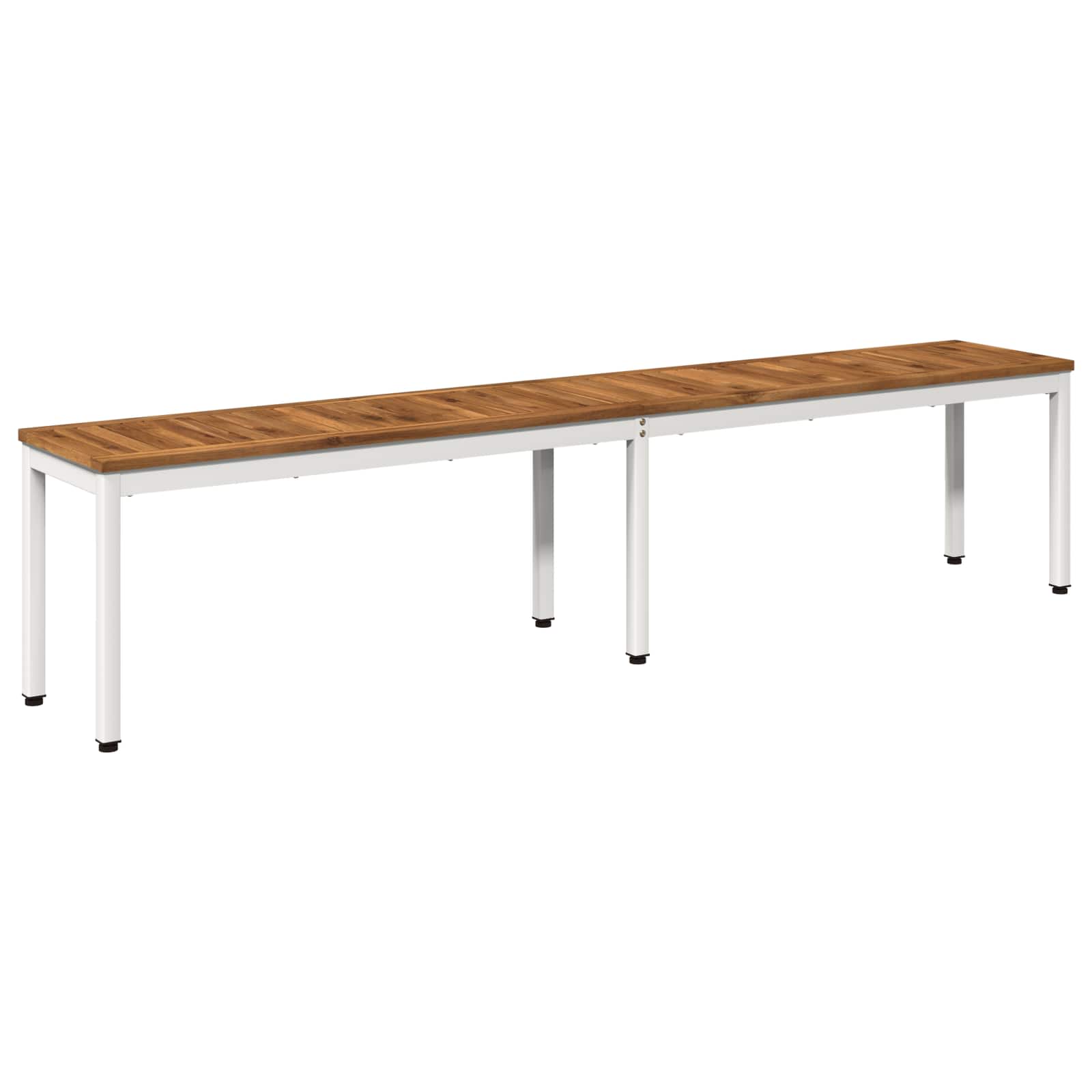 Tuinbank 201 x 35 x 45 cm Massief Acaciahout Natuurlijk en Wit – afbeelding 1