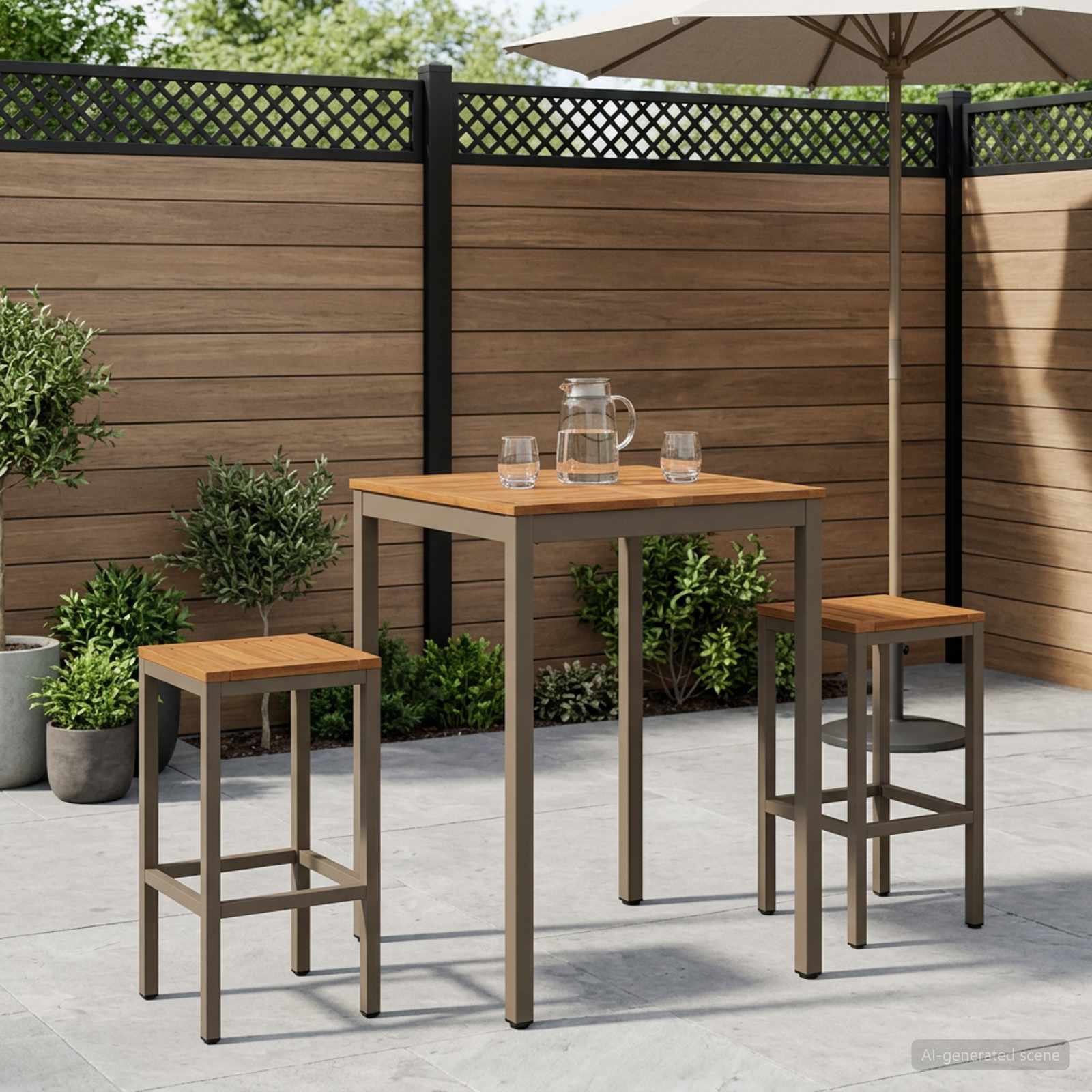 vidaXL Tr&auml;dg&aring;rd Bar Bord Naturlig och Kaffe 70 x 68,5 x 105 cm