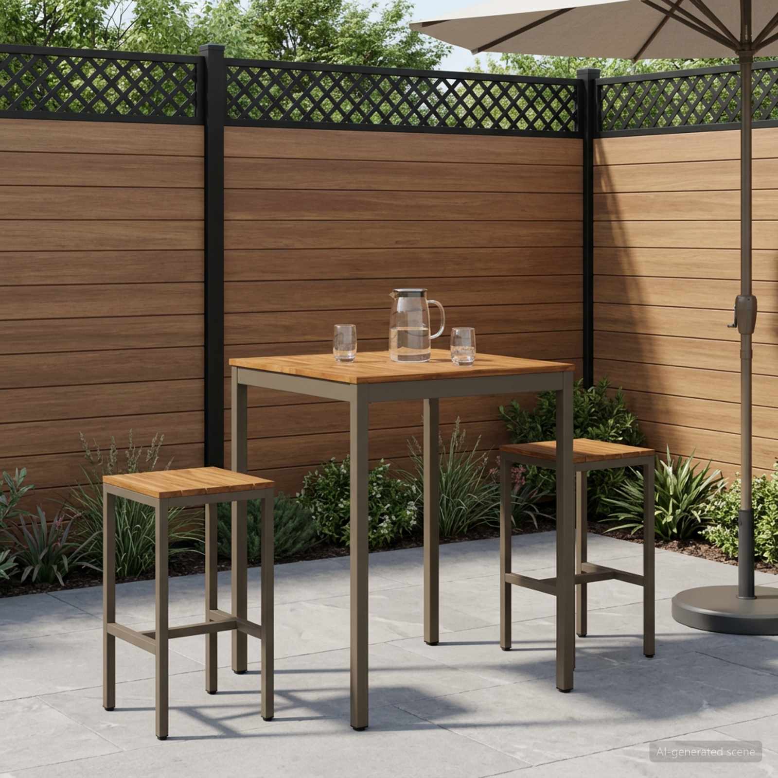 vidaXL Tr&auml;dg&aring;rd Bar Bord Naturlig och Kaffe 80 x 80,5 x 105 cm