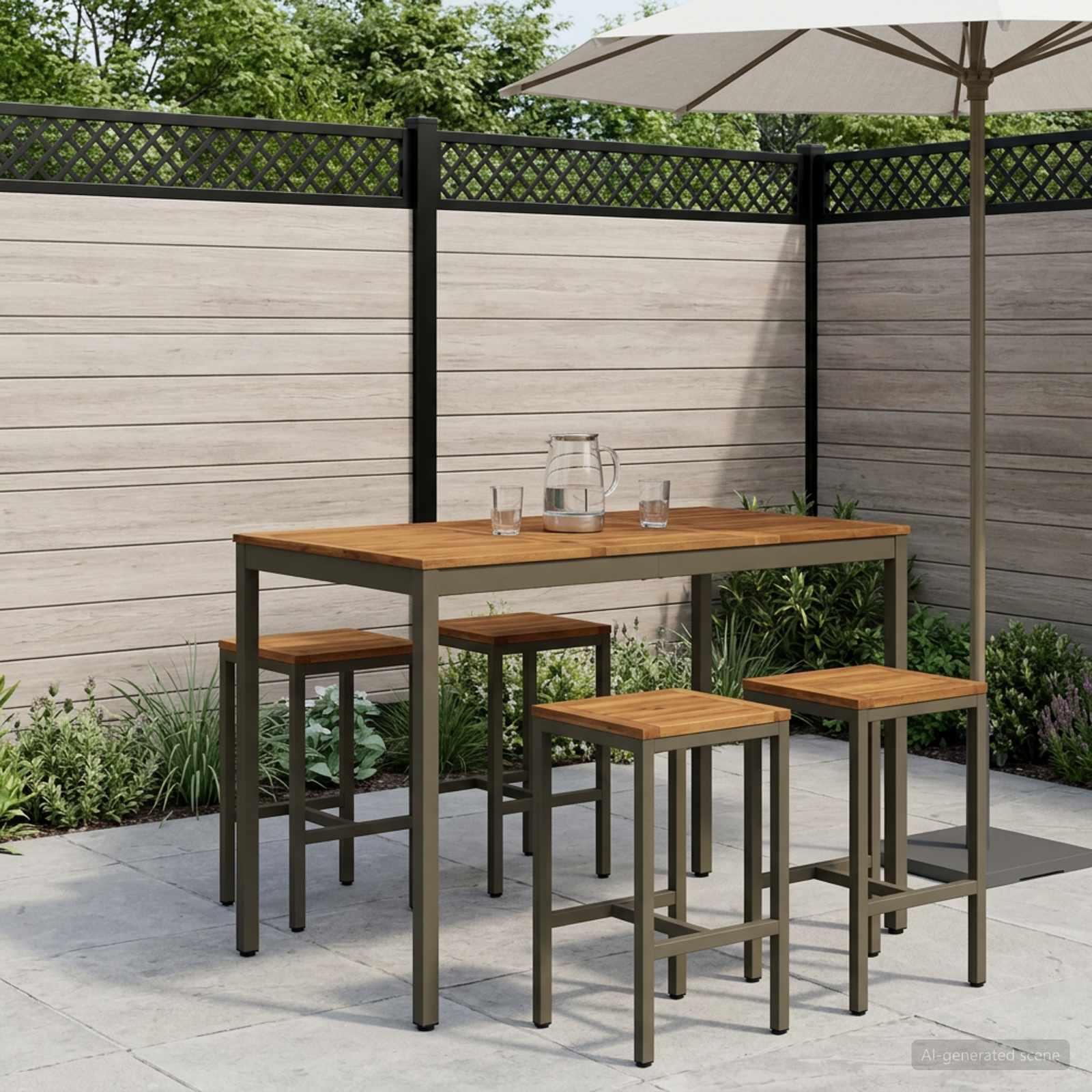 vidaXL Tr&auml;dg&aring;rd Bar Bord Naturlig och Kaffe 141 x 80,5 x 105 cm