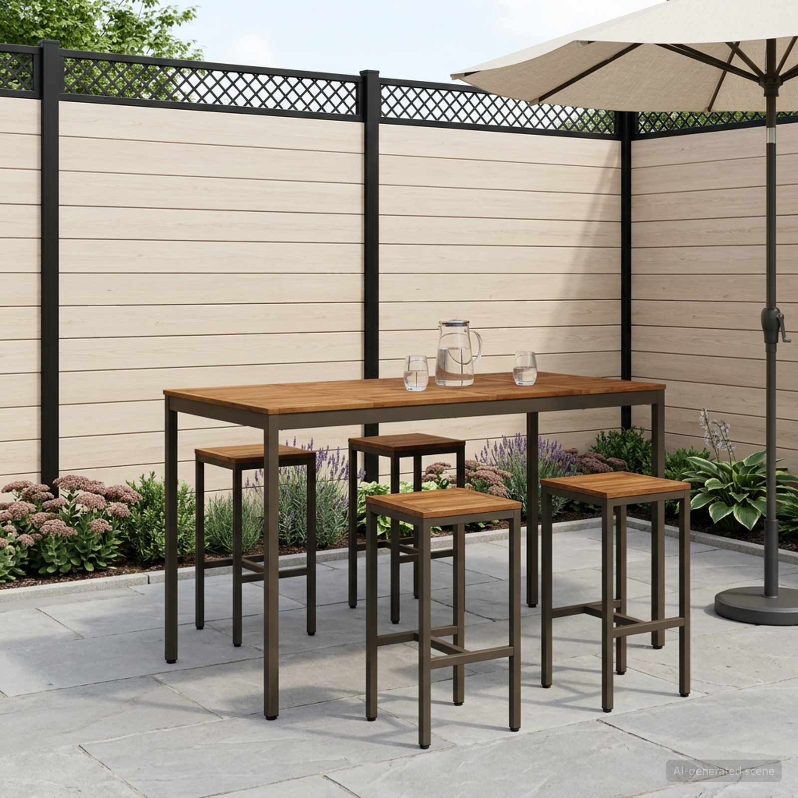 vidaXL Trädgård Bar Bord Naturlig och Kaffe 180 x 88,5 x 105 cm