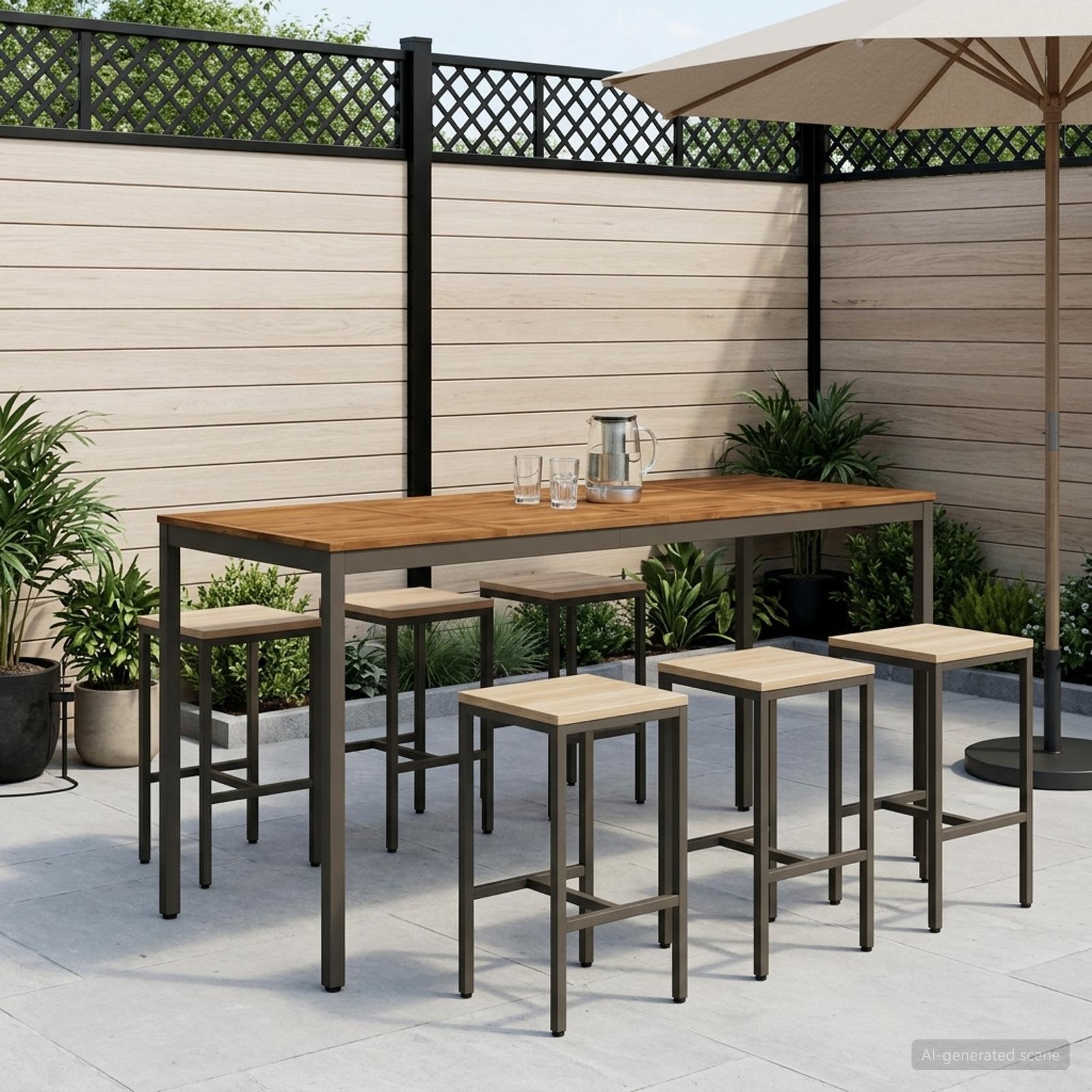 vidaXL Trädgård Bar Bord Naturlig och Kaffe 196 x 80,5 x 105 cm