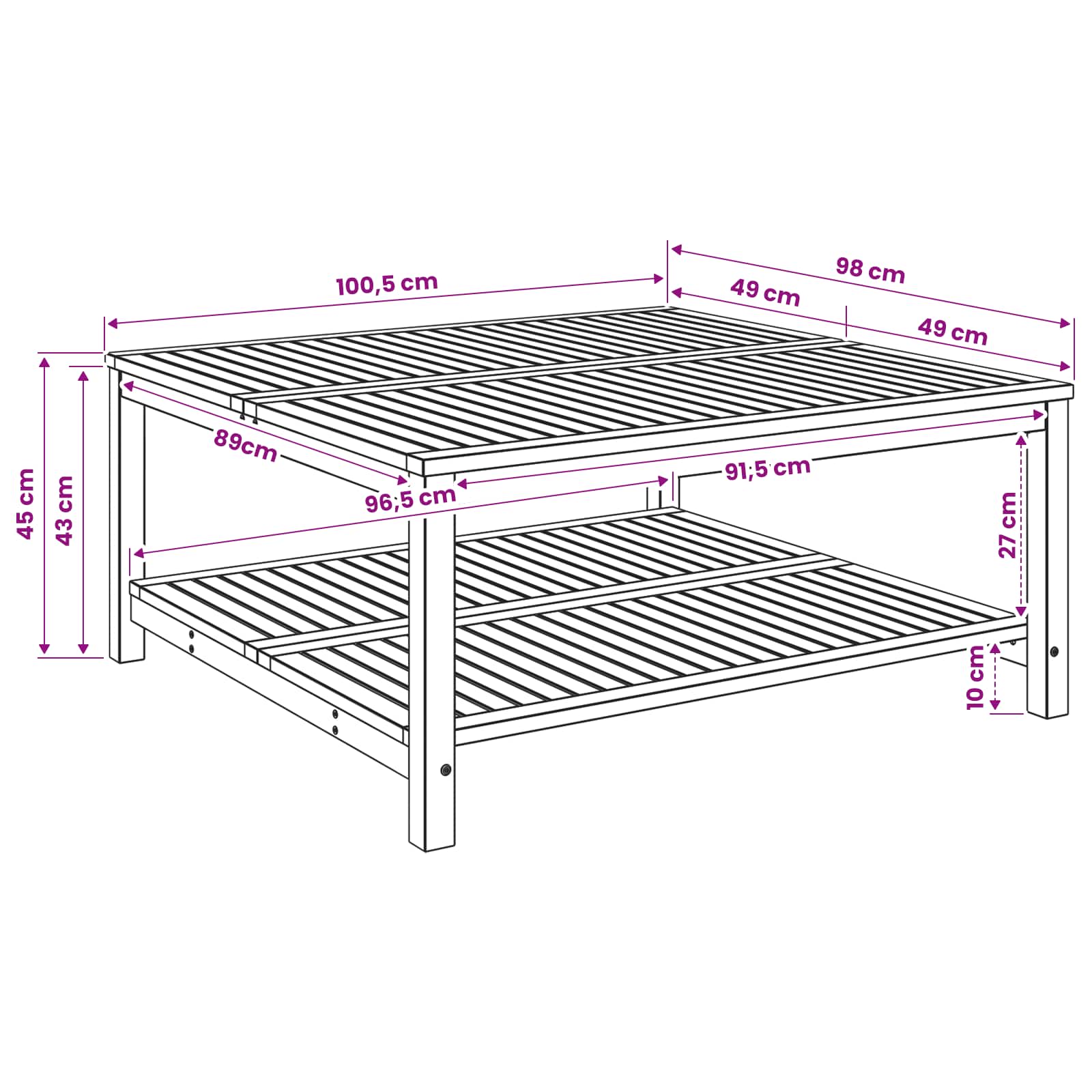 Salontafel Naturel 100,5 x 98 x 45 cm Massief Acaciahout