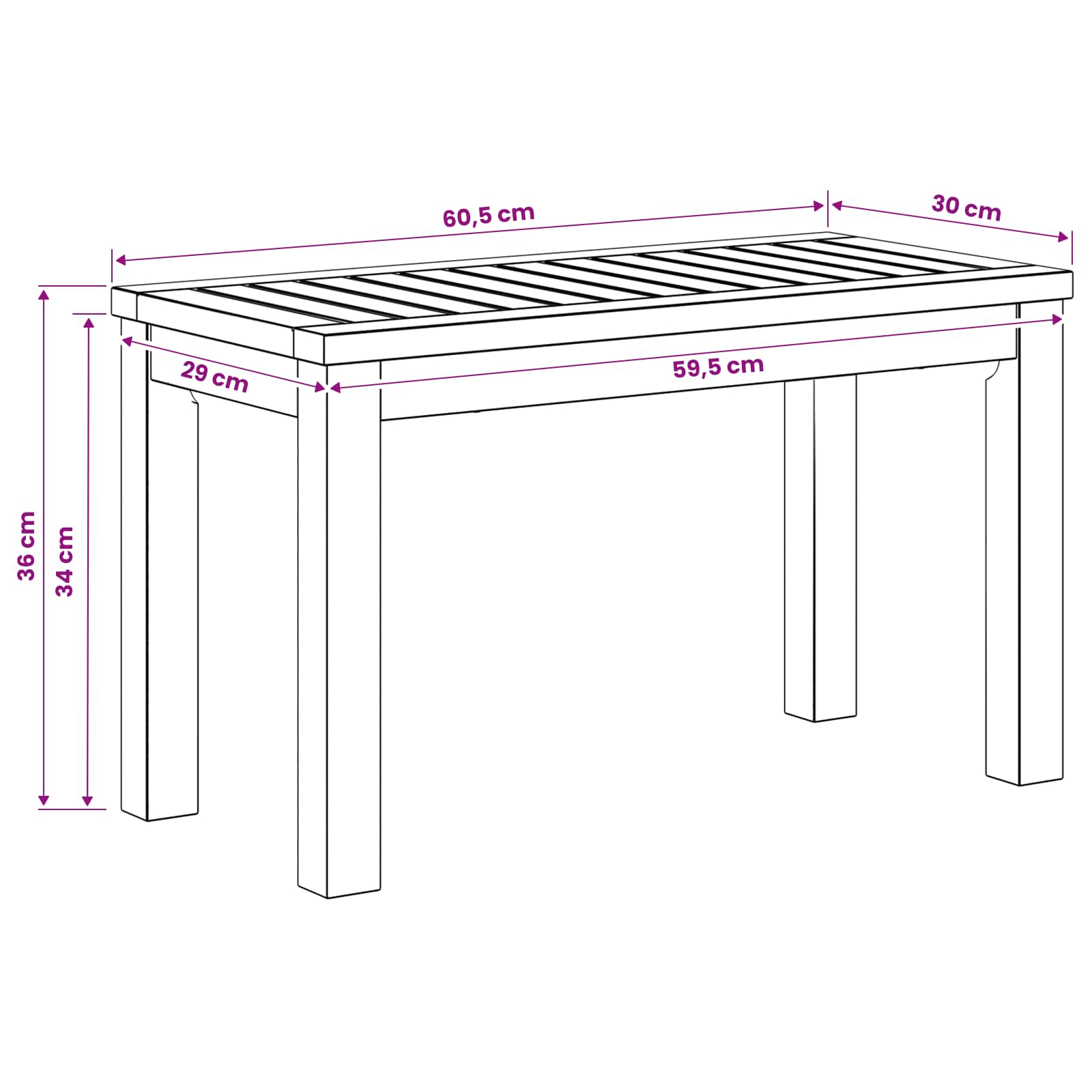Salontafel Wit 60,5 x 30 x 36 cm Massief Acaciahout image 7