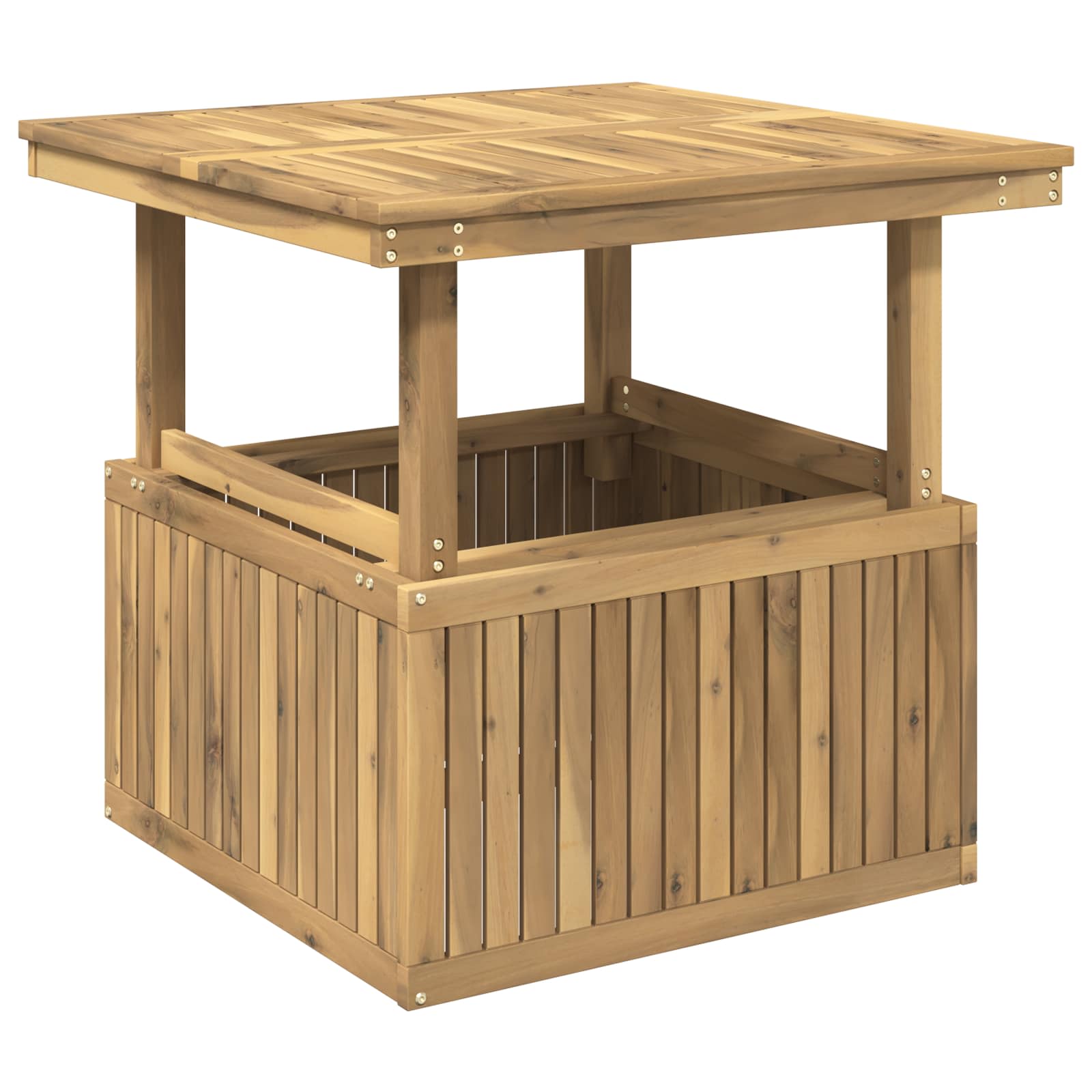 Tuinfoto Tafel Massief Acaciahout Hoogte Verstelbaar Wit – afbeelding 1