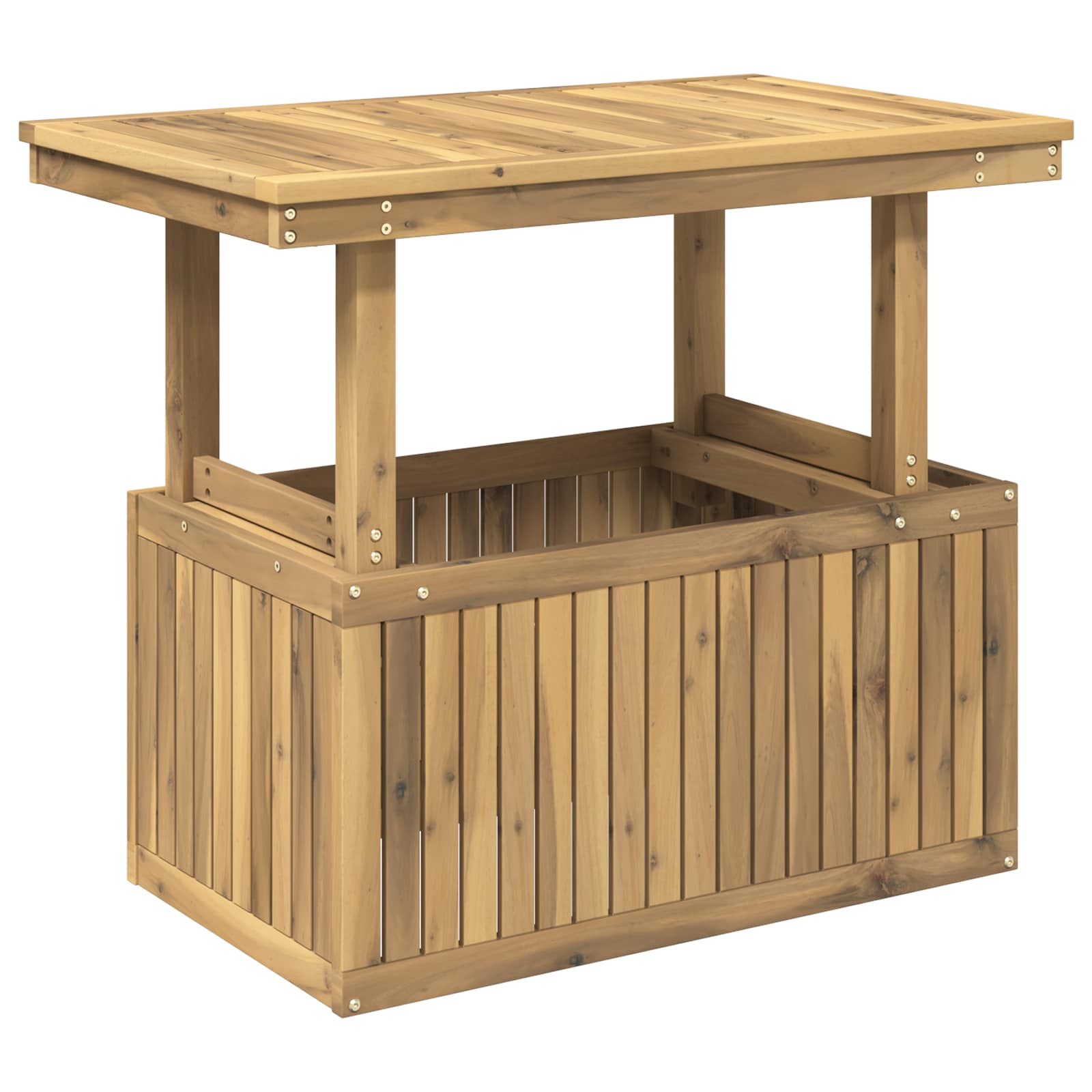Tuinfoto Tafel Massief Acaciahout Hoogte Verstelbaar Wit – afbeelding 1