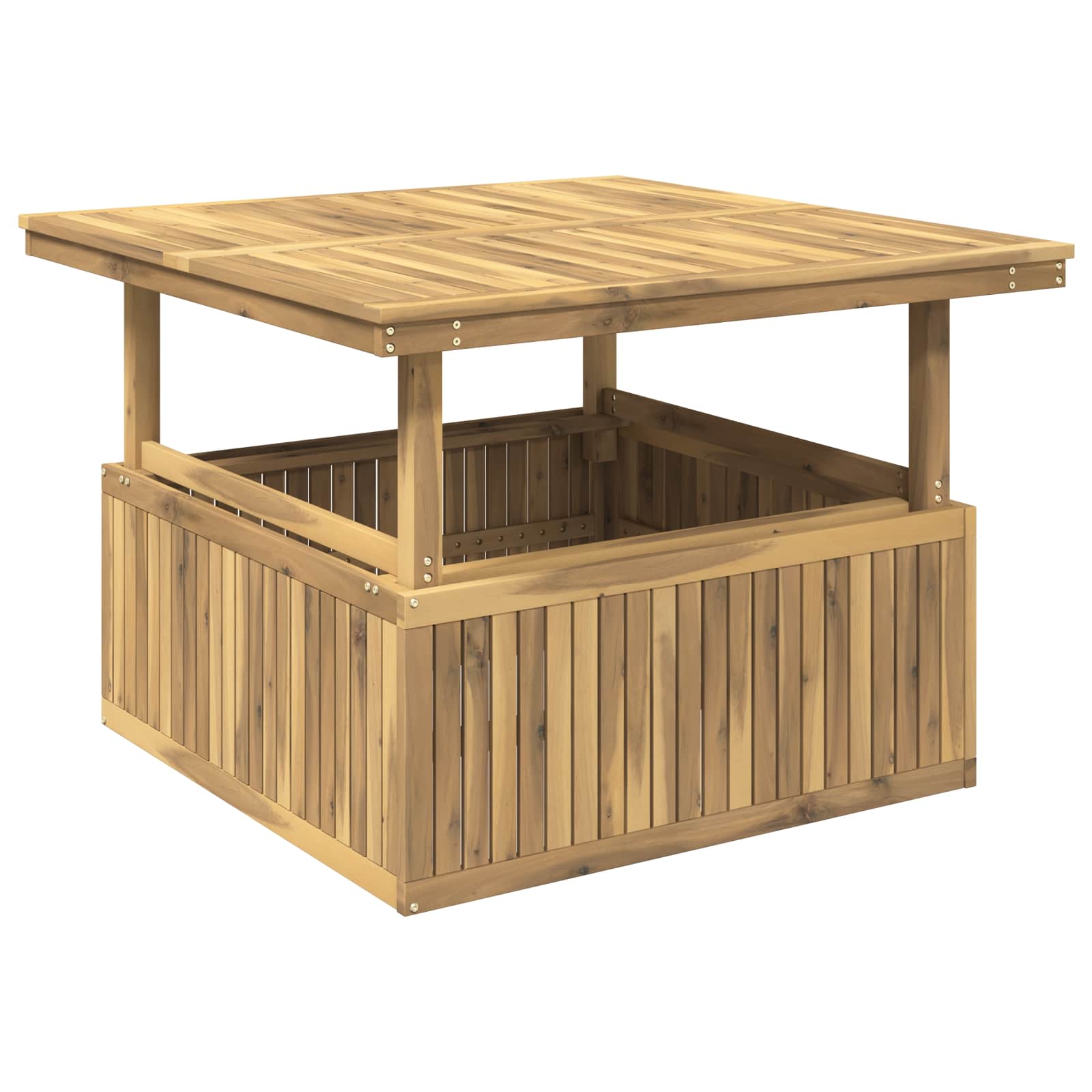 Tuinkoffietafel van massief acaciahout, hoogte verstelbaar Wit – afbeelding 1